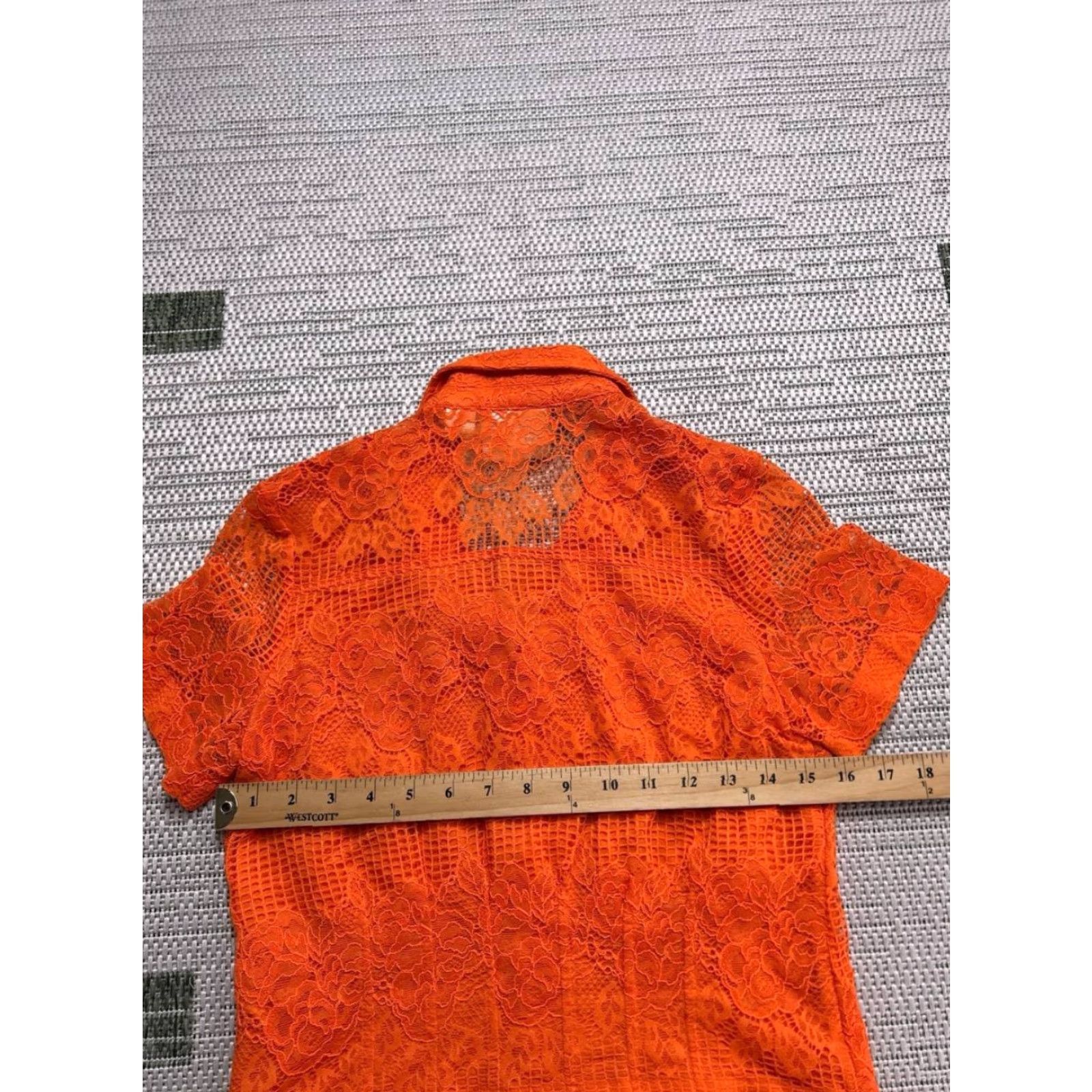 Vintage Maeve Cropped Lace Shirt Womens XS Orange Floral Camp Collar Shirt Size XS / US 0-2 / IT 36-38 - 6 Thumbnail