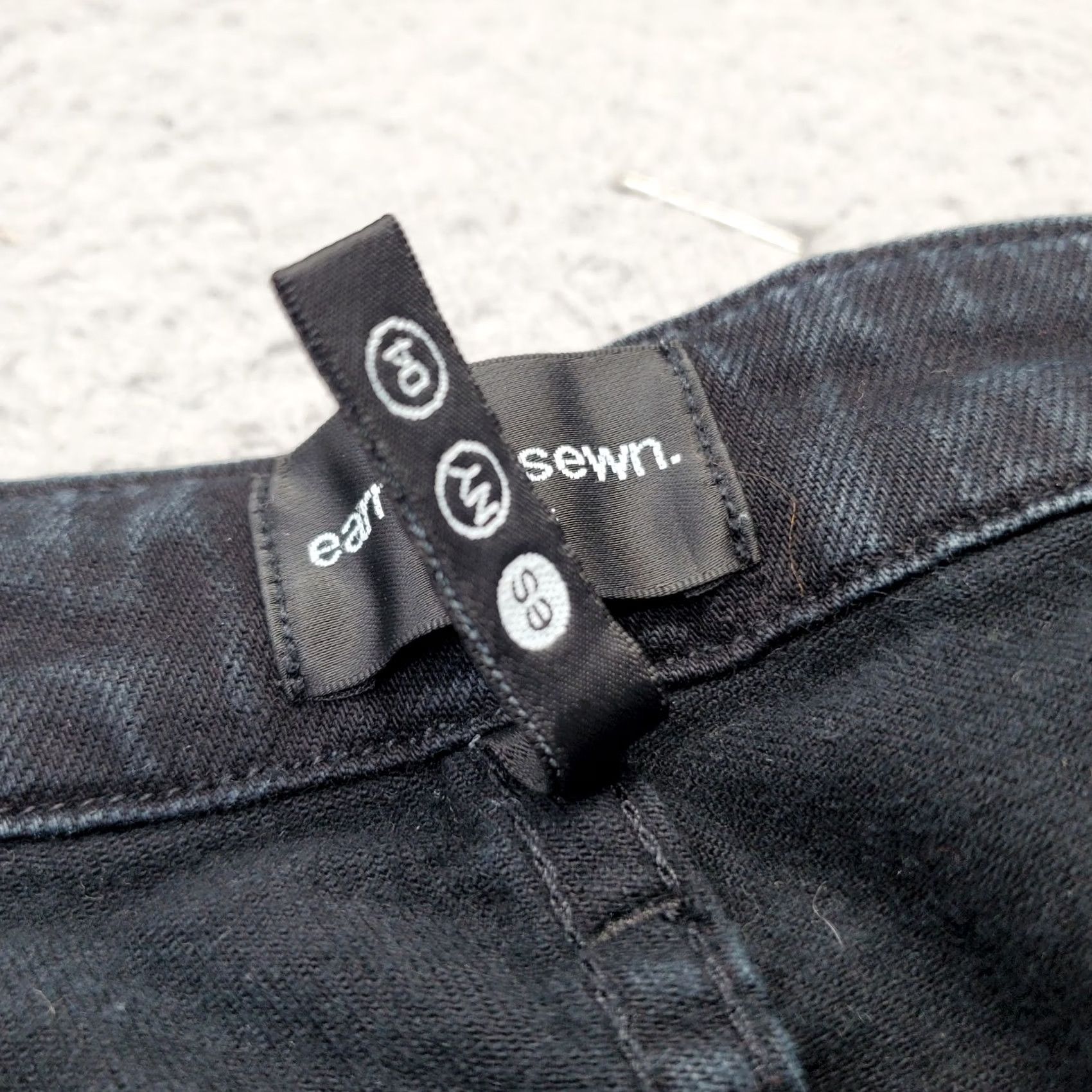 Denime Earnest Sewn Jeans Womens 29 Black Denim Stretch Distressed Dark Wash Skinny Leg Jeans Size 29" - 6 Thumbnail