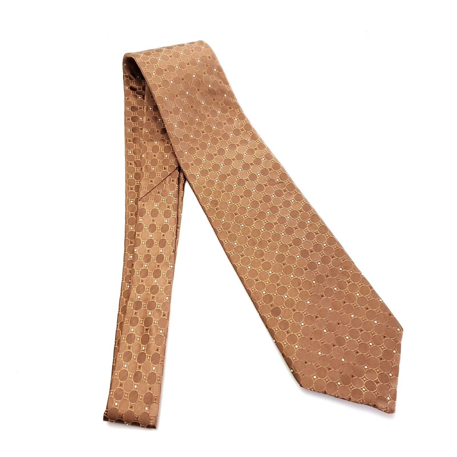DKNY Dkny Brown Geometric Woven Silk Tie Size ONE SIZE - 7 Thumbnail
