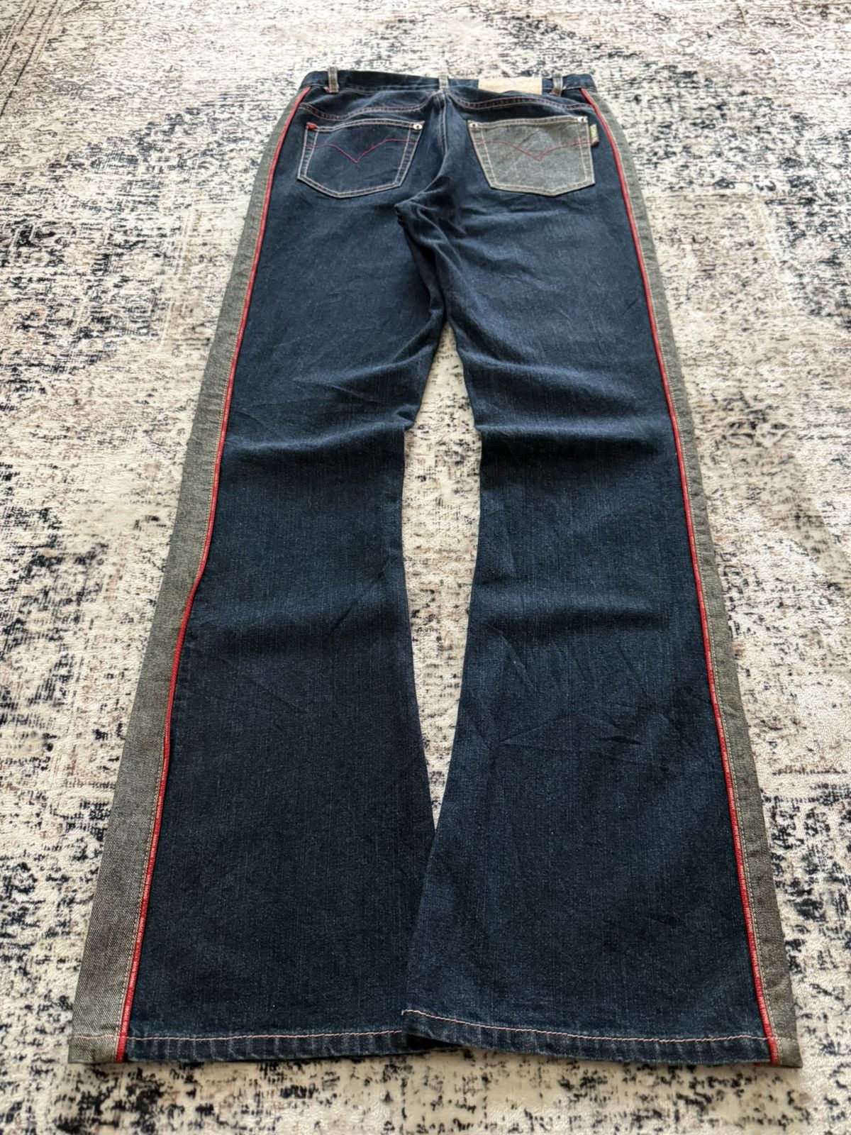 Hysteric Glamour 2000s Angel Blue Kawaii Side Panel Patched Flared Jeans Y2K Size US 28 / EU 44 - 2 Thumbnail