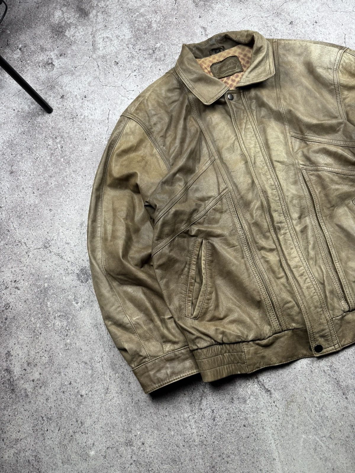 Japanese Brand Vintage Kapital Style Faded Distressed Bomber Leather Jacket Size US M / EU 48-50 / 2 - 4 Thumbnail