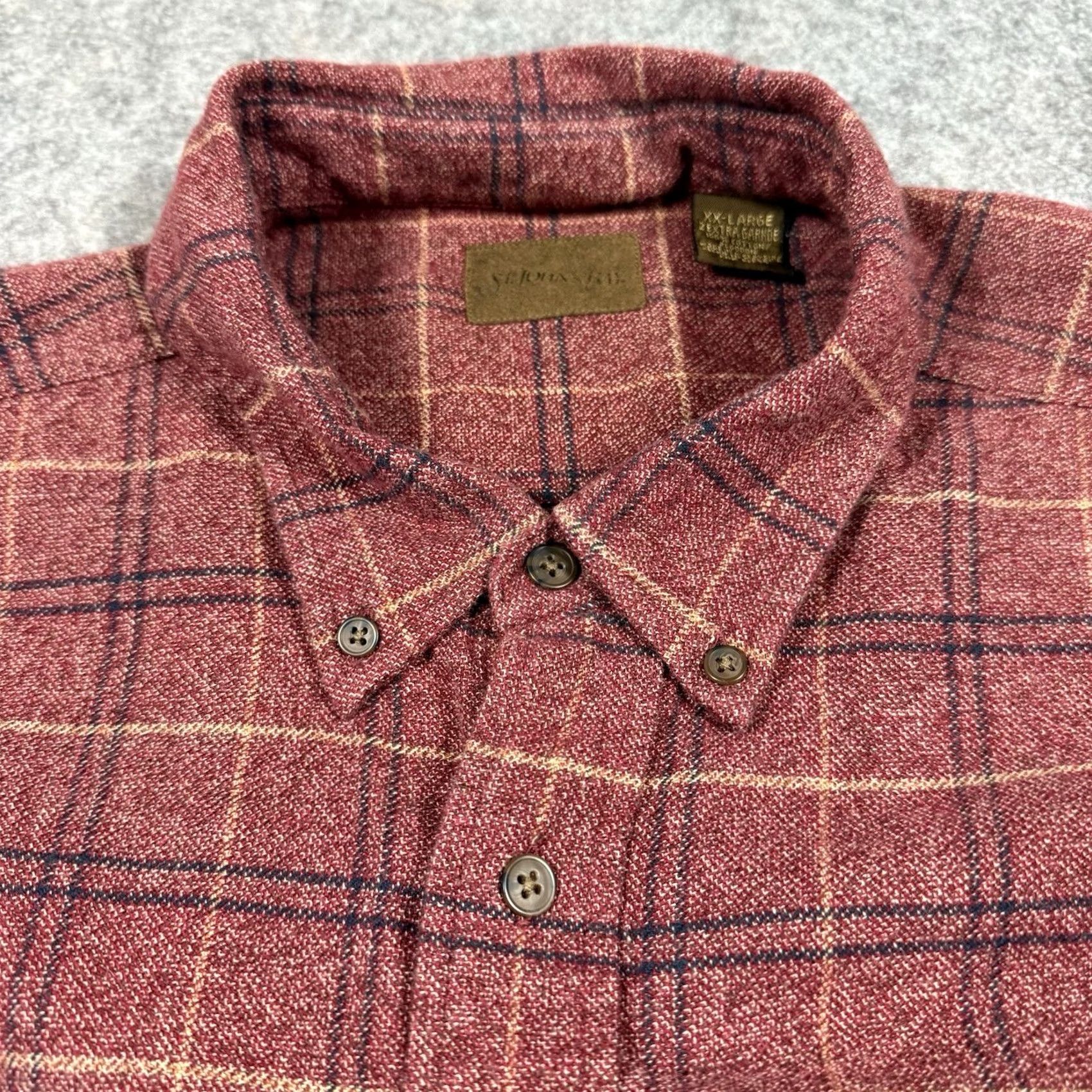 Vintage St John Bay Shirt Plaid Button-Down Long Sleeve Red Cotton Men 2XL Adult Regular CarPlaid Vintage Bay? Size US XXL / EU 58 / 5 - 6 Thumbnail