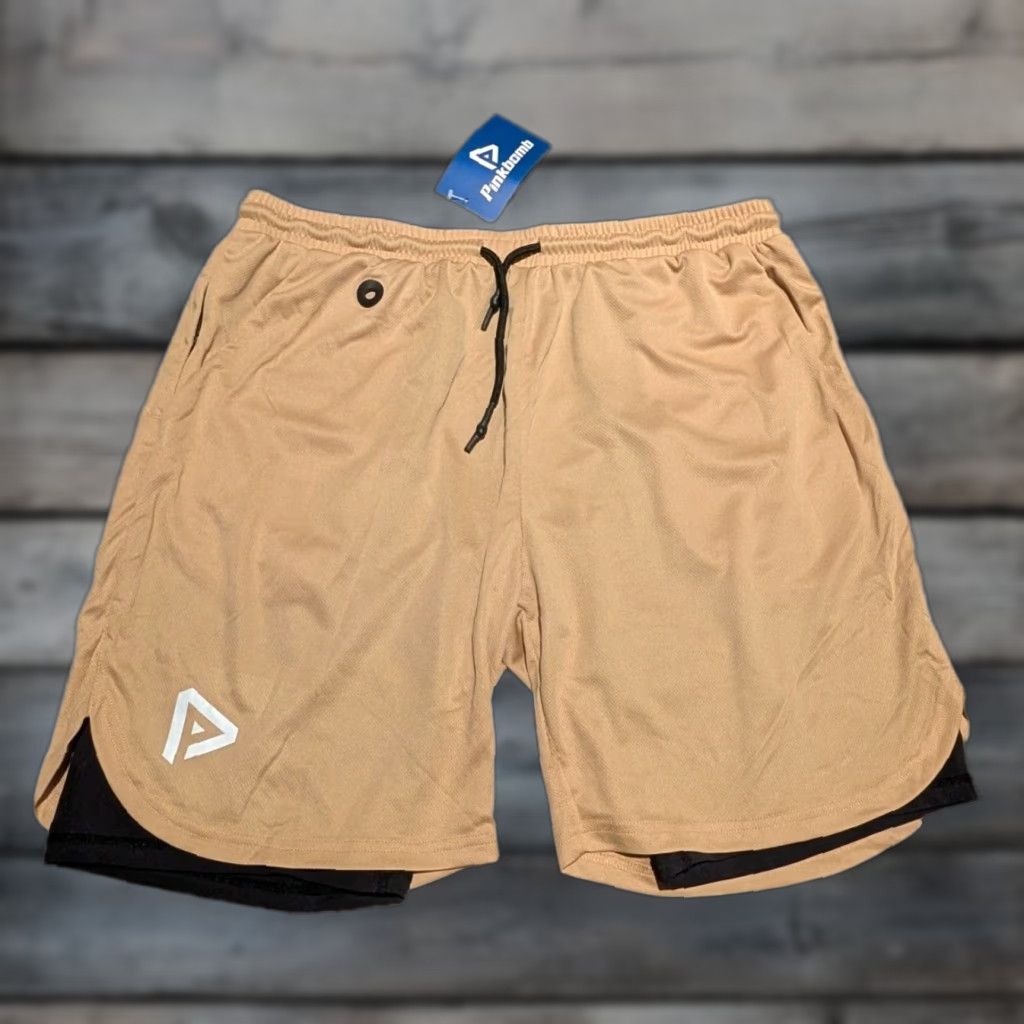 Vintage Pinkbomb 2 in 1 Running Shorts Mens Khaki NWT Lined Stretch Size 3XL NEW Size US 39 - 1 Thumbnail