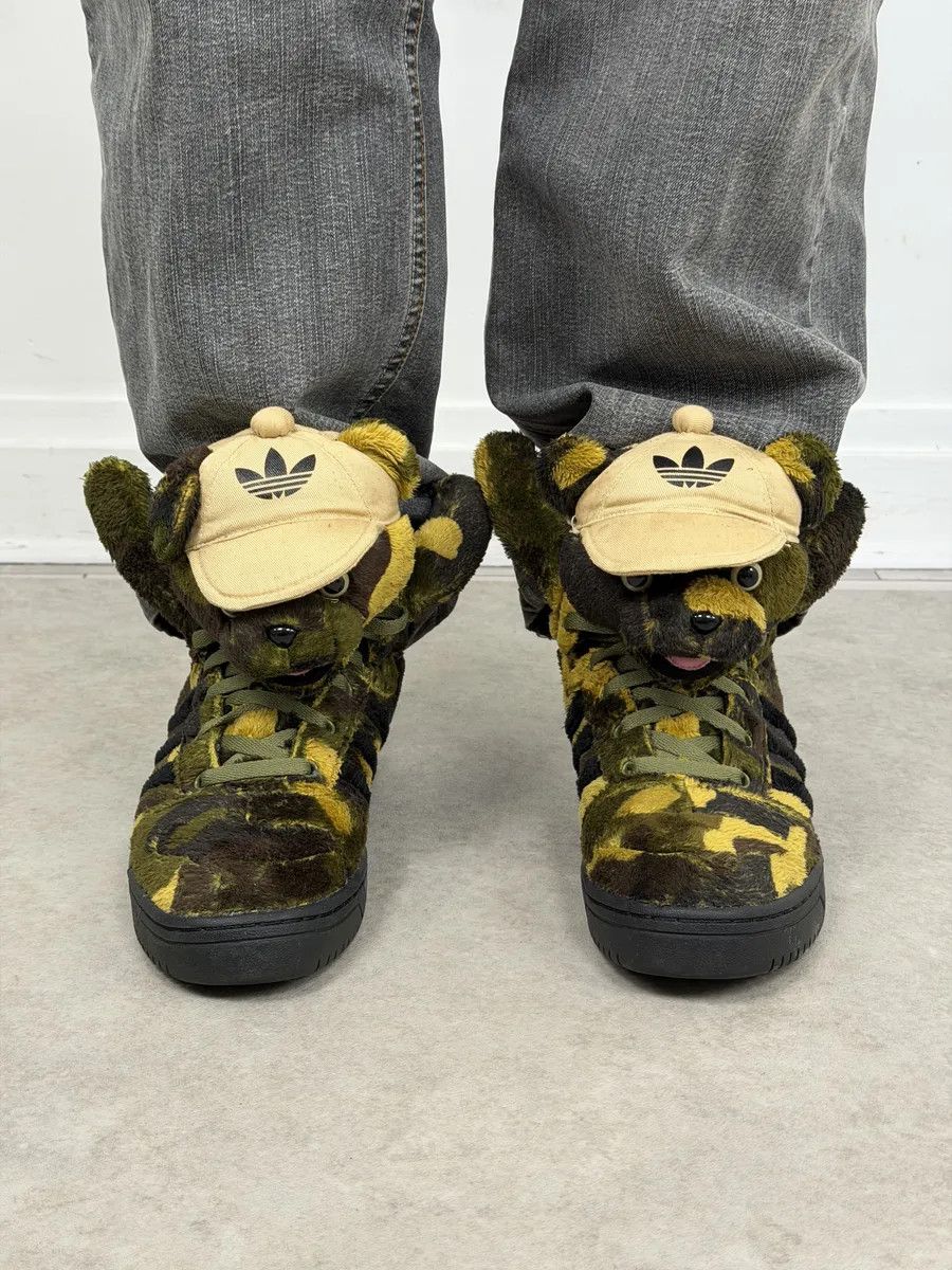 Adidas FW2013 Adidas x Jeremy Scott Khaki Plush Camo Bear Sneakers Size US 9 / EU 42 - 5 Thumbnail