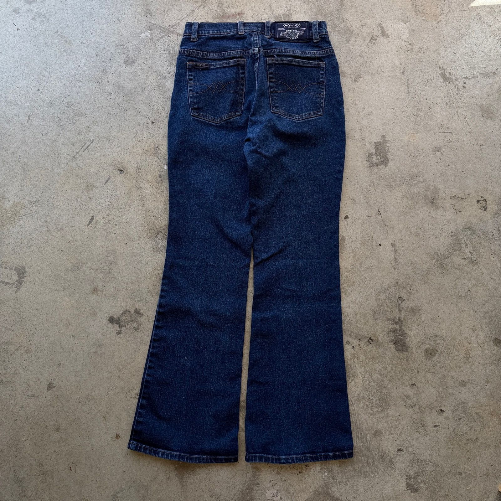 Other Vintage y2k Jean Dark Wash High Rise Flare Leg wide Jeans Size 24" / US 00 / IT 34 - 4 Thumbnail