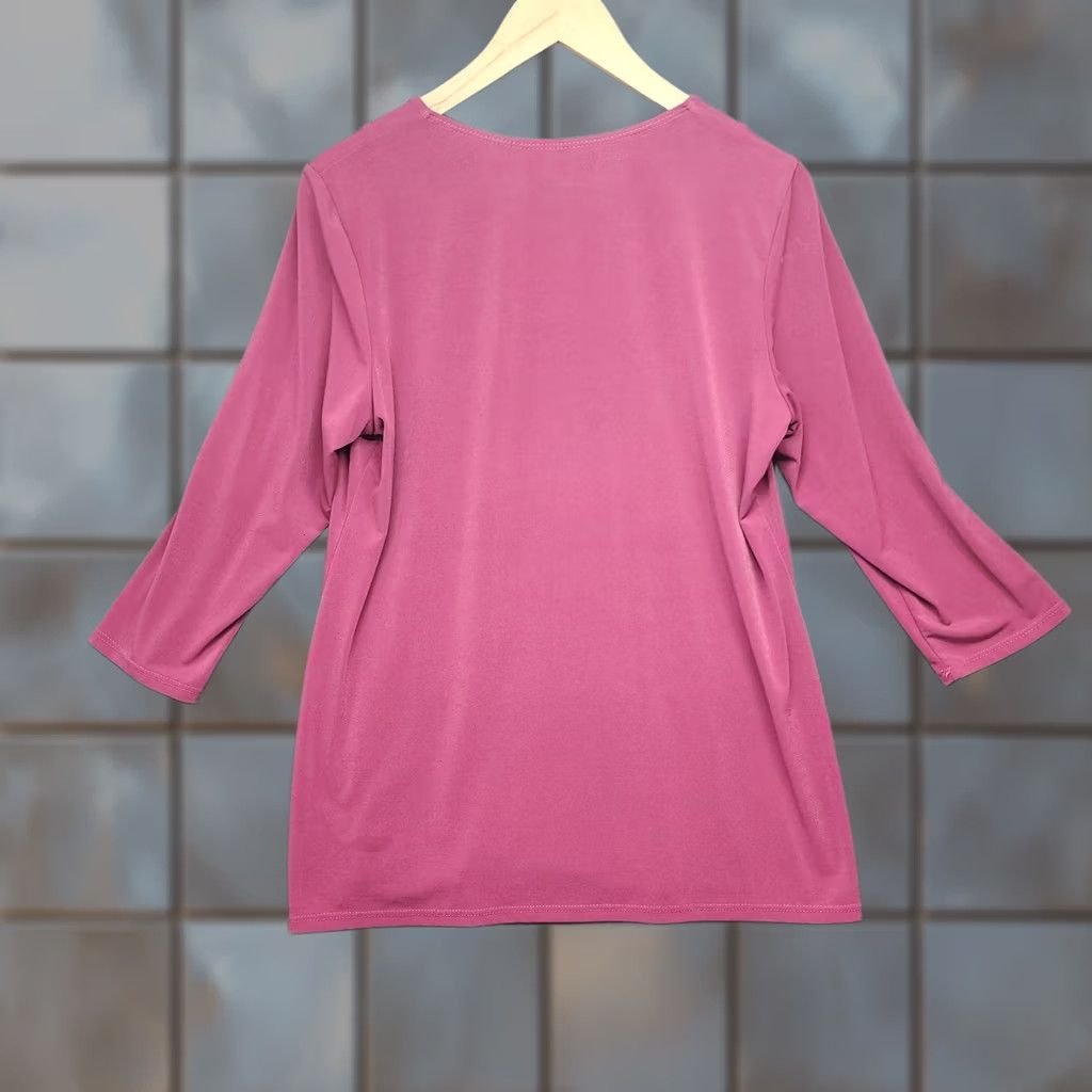 Vintage Susan Graver Top Womens Medium Purple Rhinestone V Neck Blouse Size M / US 6-8 / IT 42-44 - 1 Thumbnail