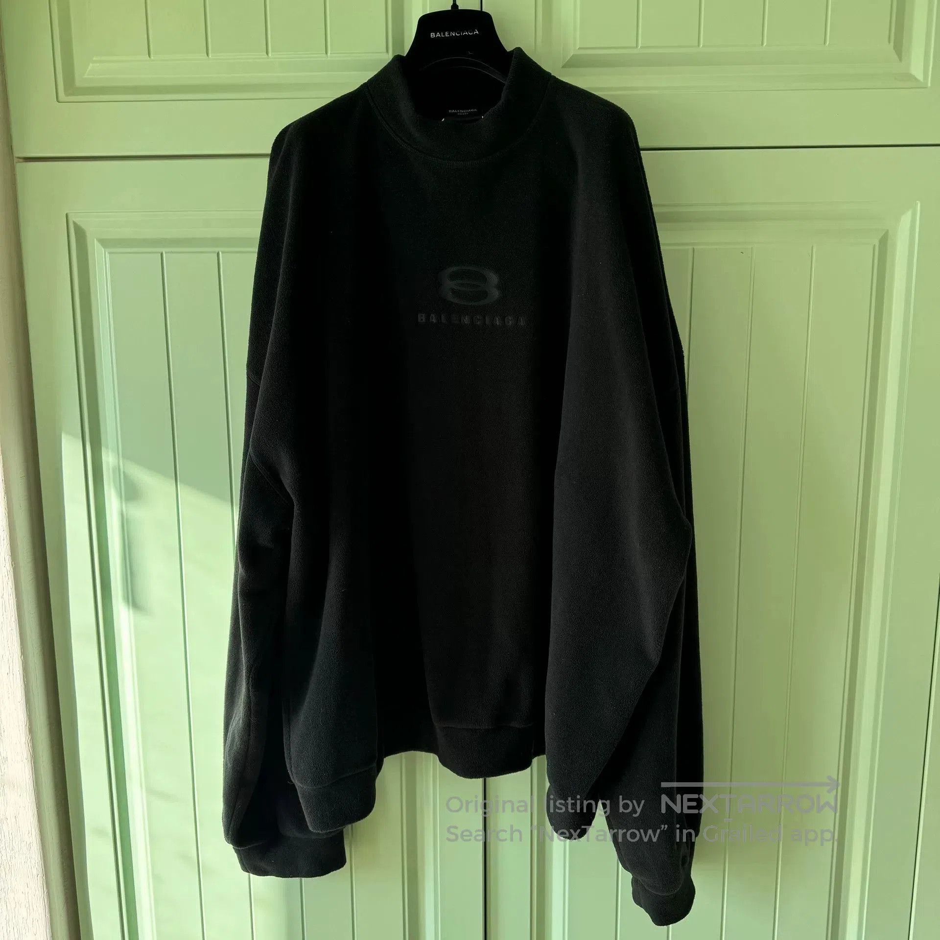 Balenciaga Balenciaga Black Letter Embroidered Fleece Sweatshirt. Size US M / EU 48-50 / 2 - 1 Thumbnail