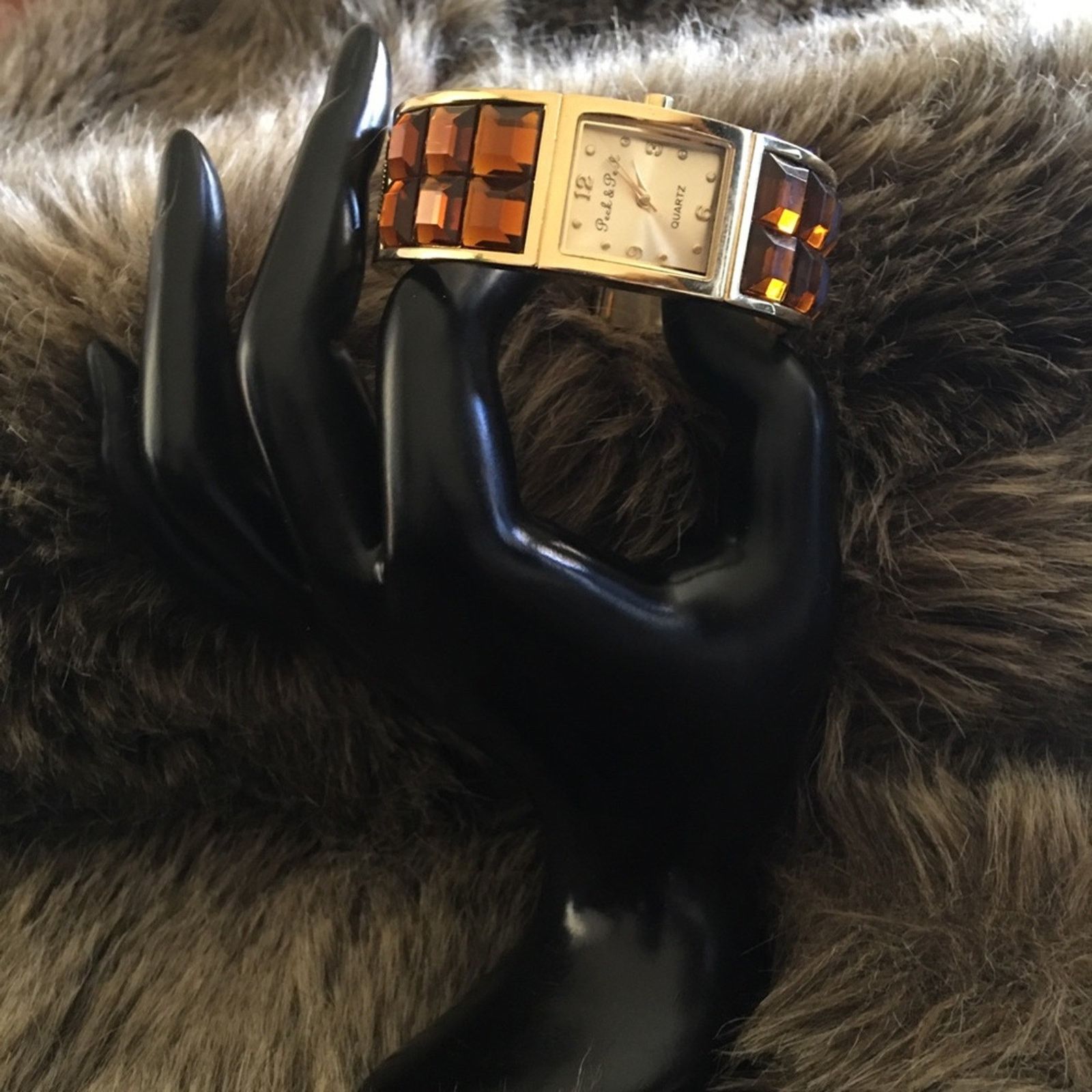 Jewelry Peck & Peck brown topaz stone cuff watch Size ONE SIZE - 2 Thumbnail
