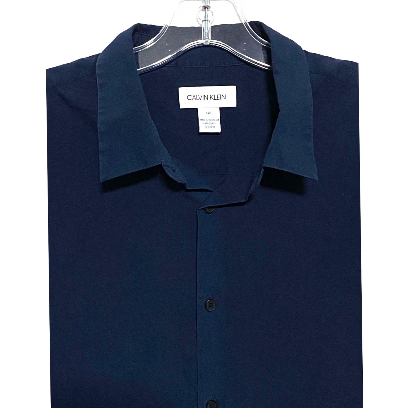 Calvin Klein Calvin Klein Dark Blue Button Dress Shirt Men M Classic Minimalist Business Shirt Size 40R - 2 Thumbnail