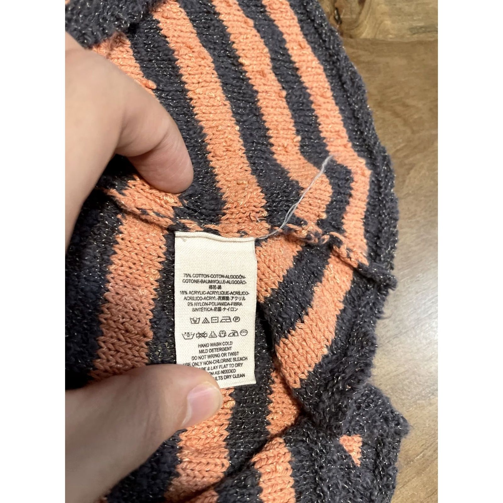 Free People FREE PEOPLE ORANGE GRAY STRIPE THIN KNIT BELL SLEEVE OVERSIZED SWEATER DRESS S Size S / US 4 / IT 40 - 6 Thumbnail