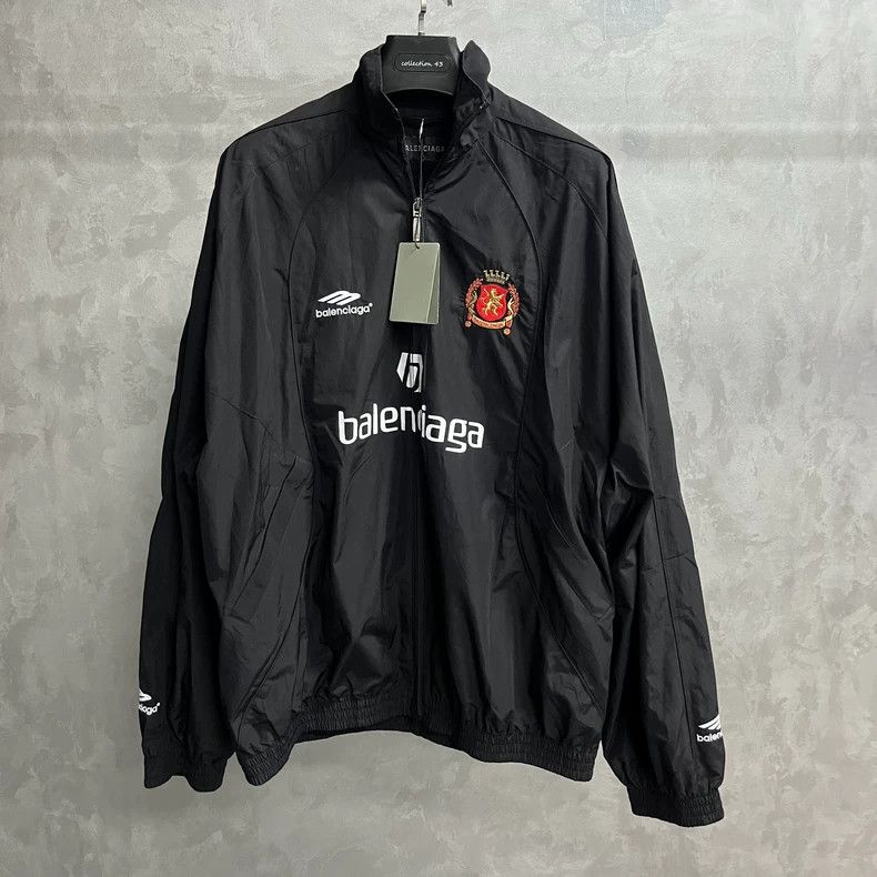 Balenciaga Black Zip-Up Letter Print Jacket-yf