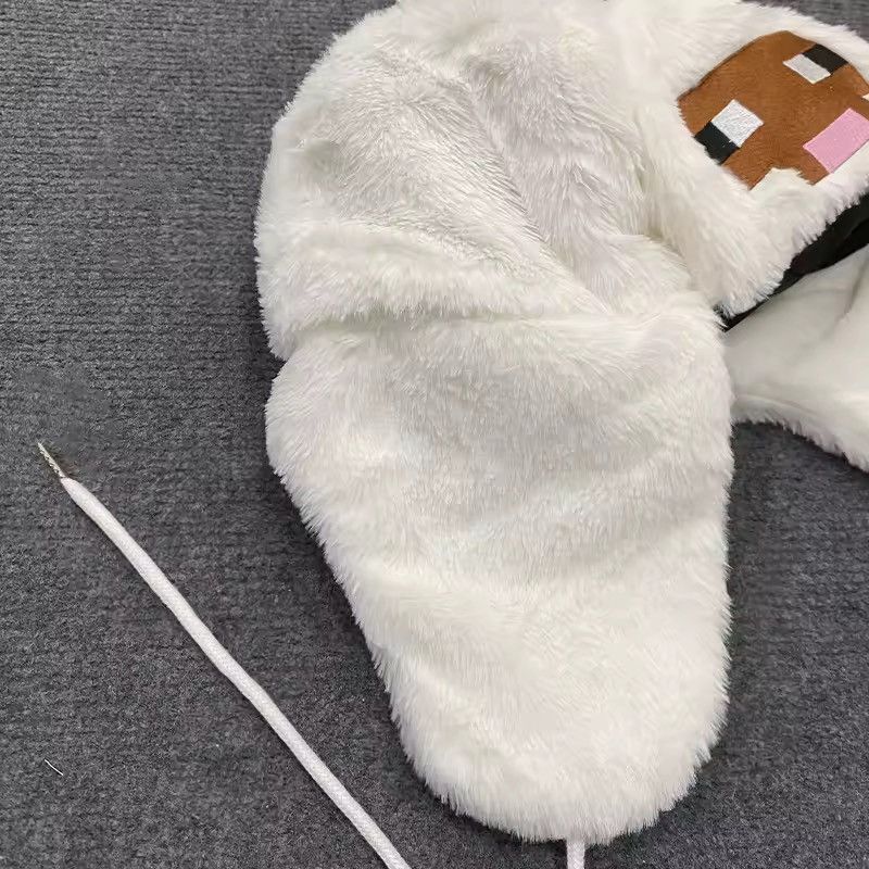 Japanese Brand Game Cartoon Minecraft Sheep Ushanka Autumn Winter Warm Hat Size ONE SIZE - 6 Thumbnail