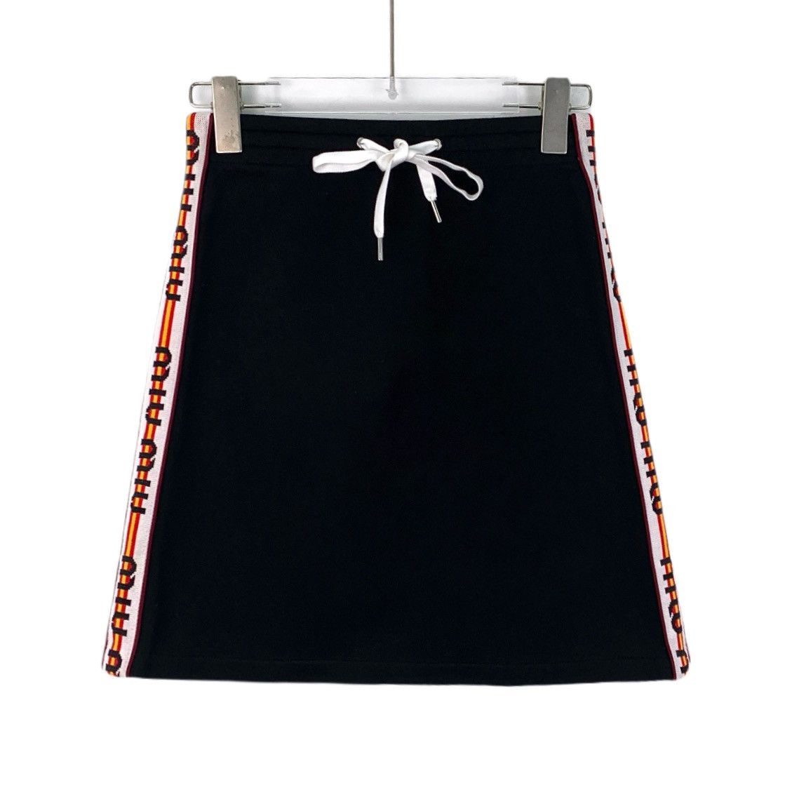 Miu Miu Miu Miu Black Side Stripe Letter Inlay Casual Skirt K26WX Size 26" / US 2 / IT 38 - 1 Thumbnail