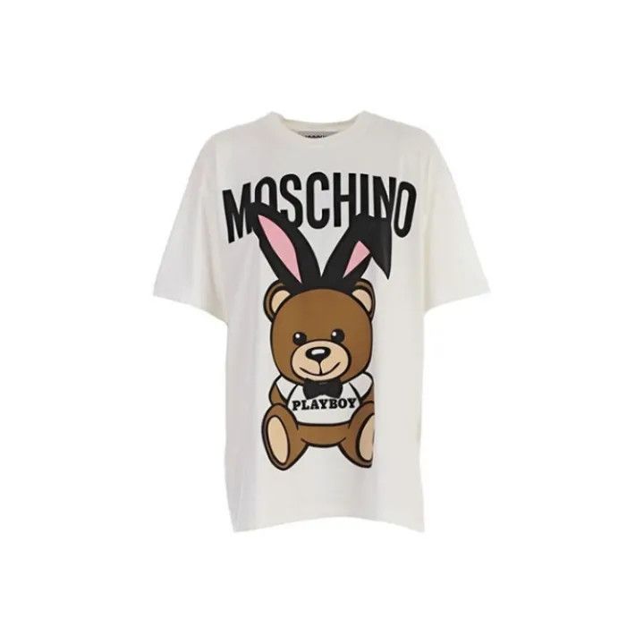 Moschino Moschino Bunny Ear Cotton T-shirt for Women 0079 Size XS / US 0-2 / IT 36-38 - 1 Thumbnail