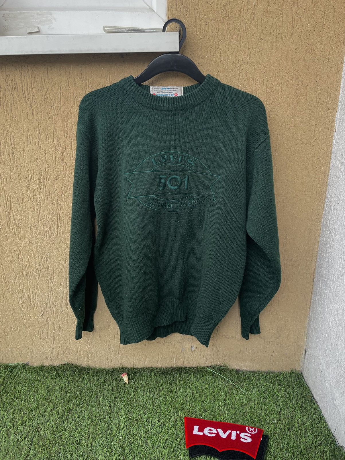Levi's × Levi's Vintage Clothing × Vintage Vintage Levis 501 wool jumper sweater L boxy spellout logo Size US L / EU 52-54 / 3 - 1 Thumbnail