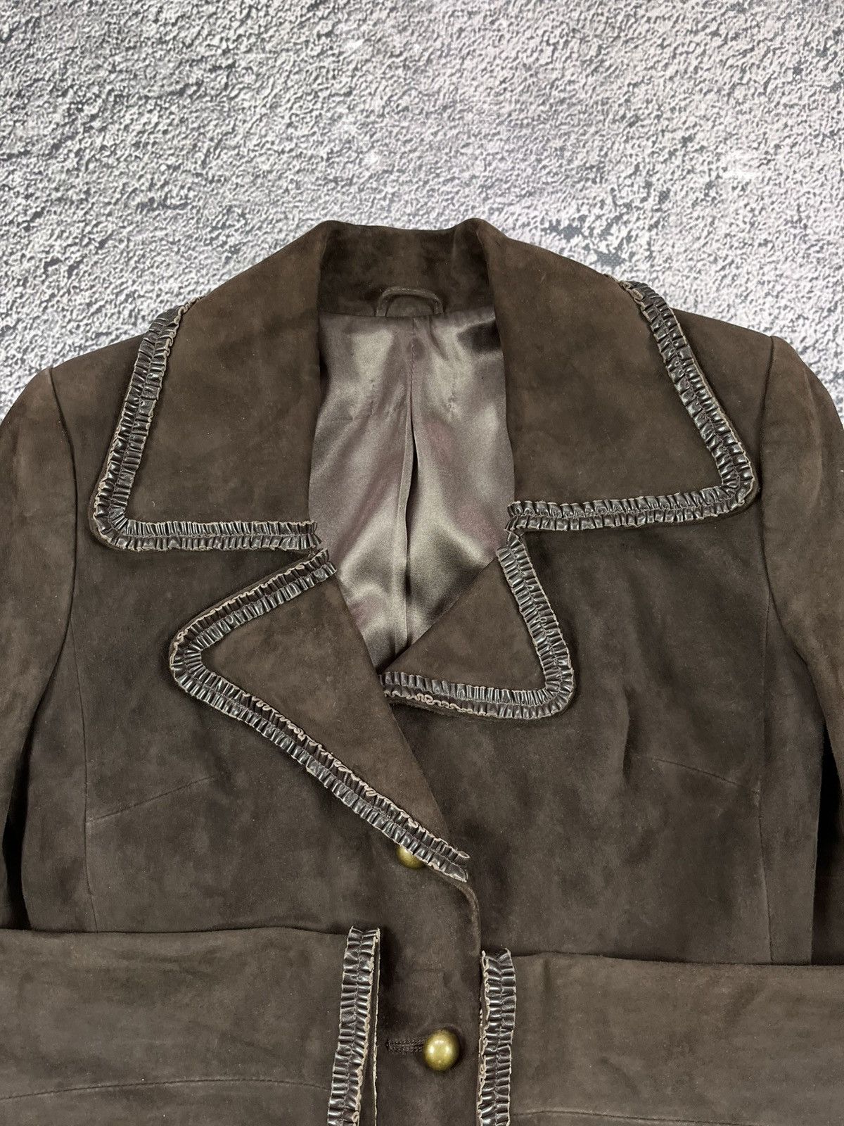 Genuine Leather Vintage Western Brown Leather Suede Belted Jacket Boho Size S / US 4 / IT 40 - 4 Thumbnail