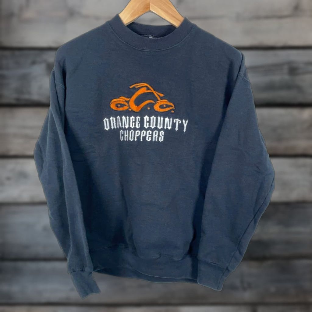 Fruit Of The Loom VINTAGE Fruit of the Loom Sweatshirt Mens Large Black Embroidered Orange County Choppers Biker Motorcycle 90s Graphic Print Pullover Size US L / EU 52-54 / 3 - 1 Thumbnail