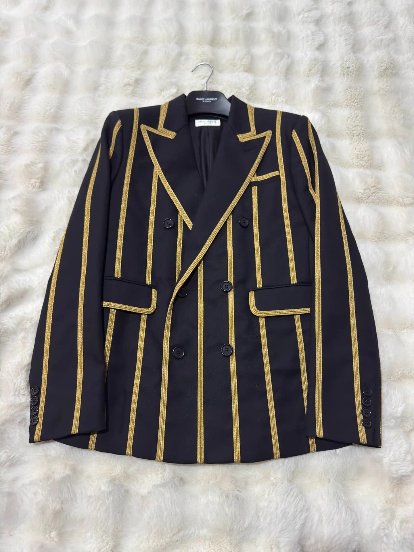 Saint Laurent Paris Saint Laurent YSL Black Gold Embroidered Suit 46 Size US S / EU 44-46 / 1 - 1 Thumbnail