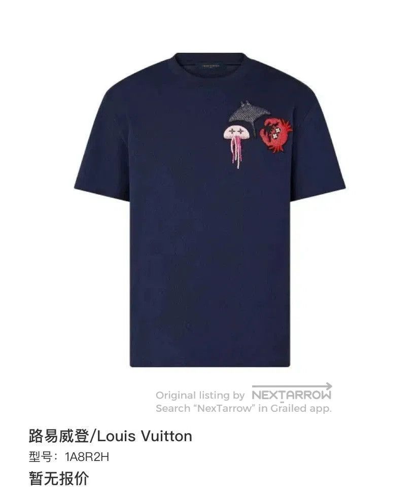 Louis Vuitton Blue Short-Sleeve Shirt with Embroidered Sea Creatures. Size US S / EU 44-46 / 1 - 6 Thumbnail