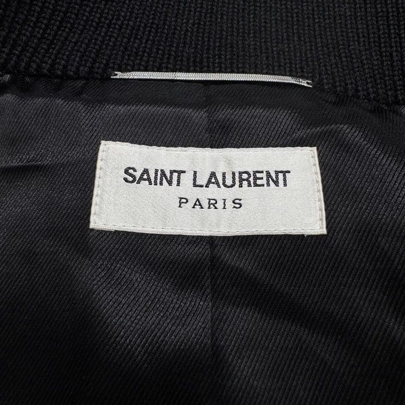 Saint Laurent Paris SLP Leather Letter Wool Varsity Jacket- Size US XL / EU 56 / 4 - 2 Thumbnail