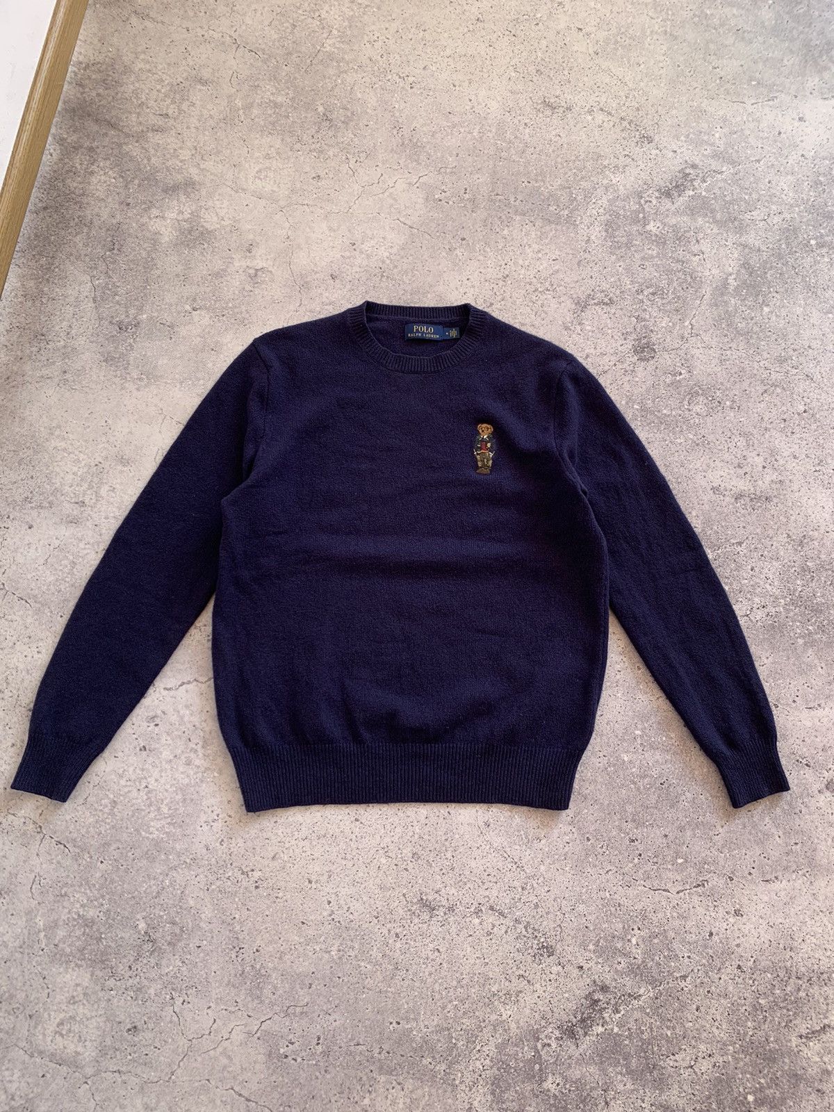 image of Cashmere Wool x Polo Ralph Lauren Polo Ralph Laurent Bear Wool & Cashmere Sweater M Size in Blue