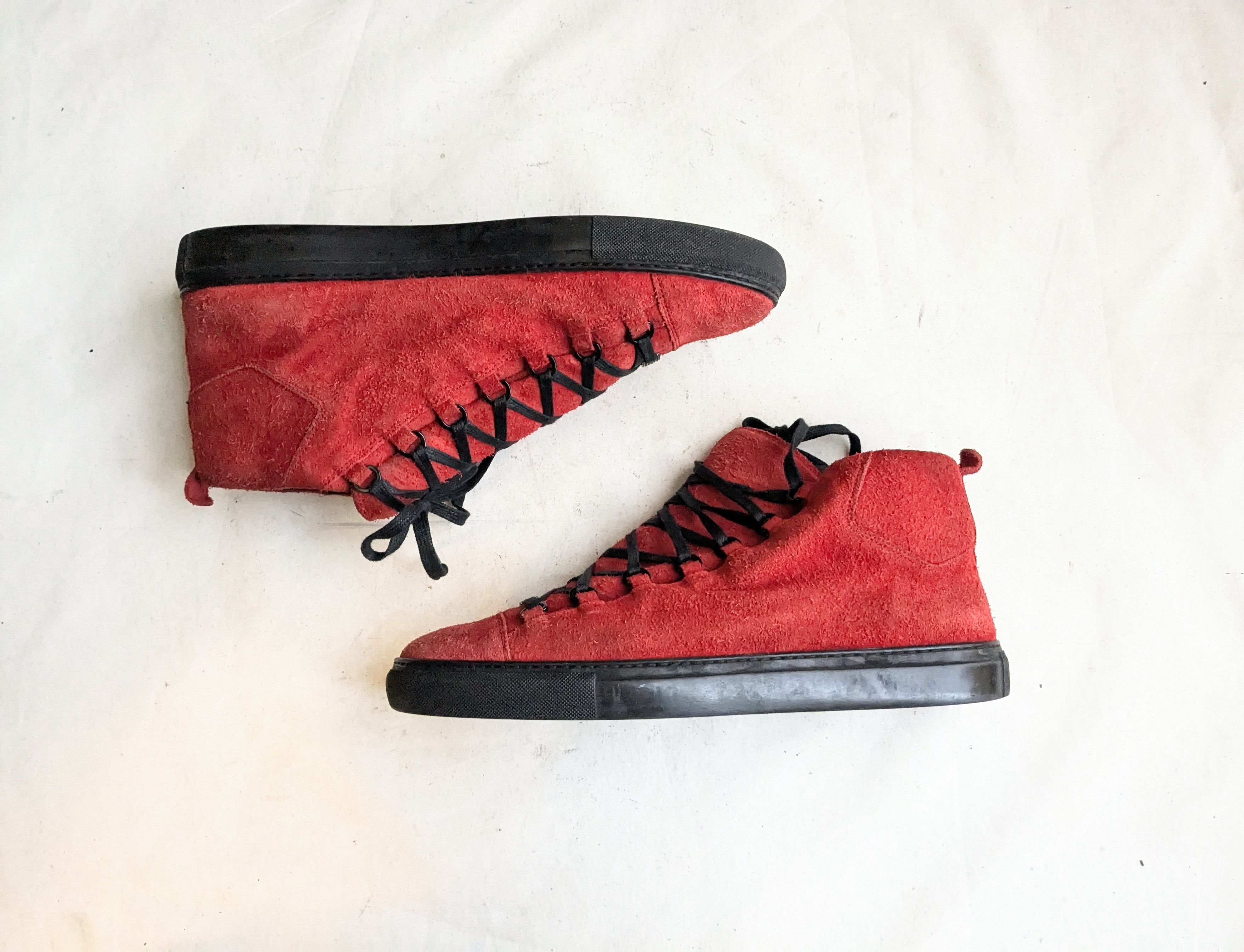 Balenciaga Balenciaga Arena Red Black High Tops 14 Suede Leather Size US 14 / EU 47 - 1 Thumbnail