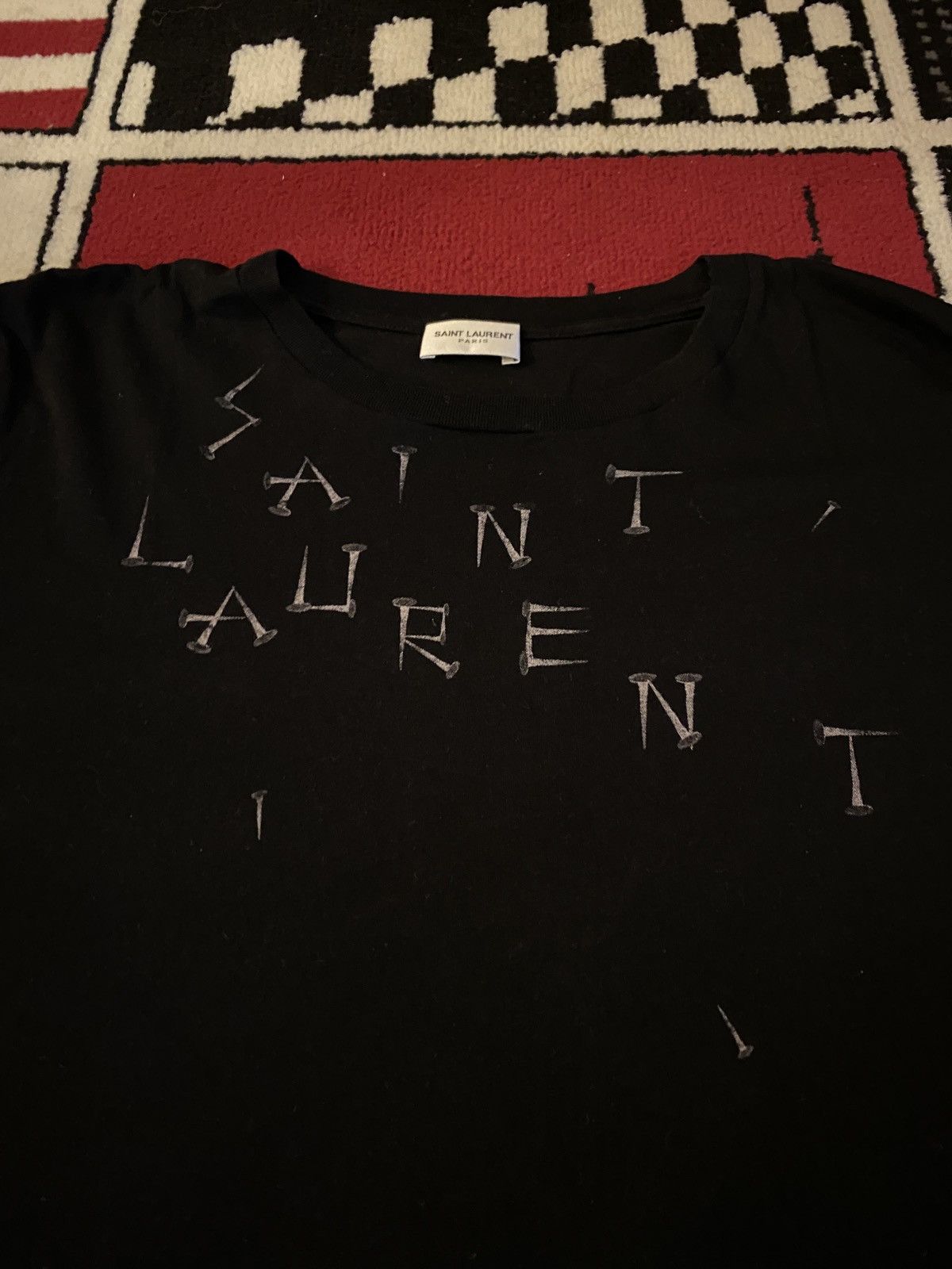 Saint Laurent Paris Saint laurent nail black tee Size US S / EU 44-46 / 1 - 2 Thumbnail