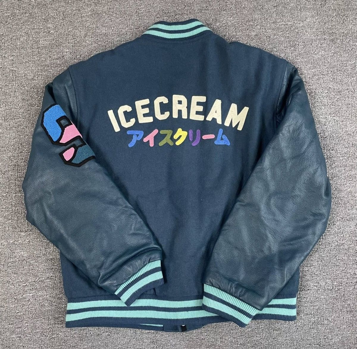 Billionaire Boys Club BBC ICECREAM Leather-Sleeve Baseball Jacket Size US L / EU 52-54 / 3 - 3 Thumbnail