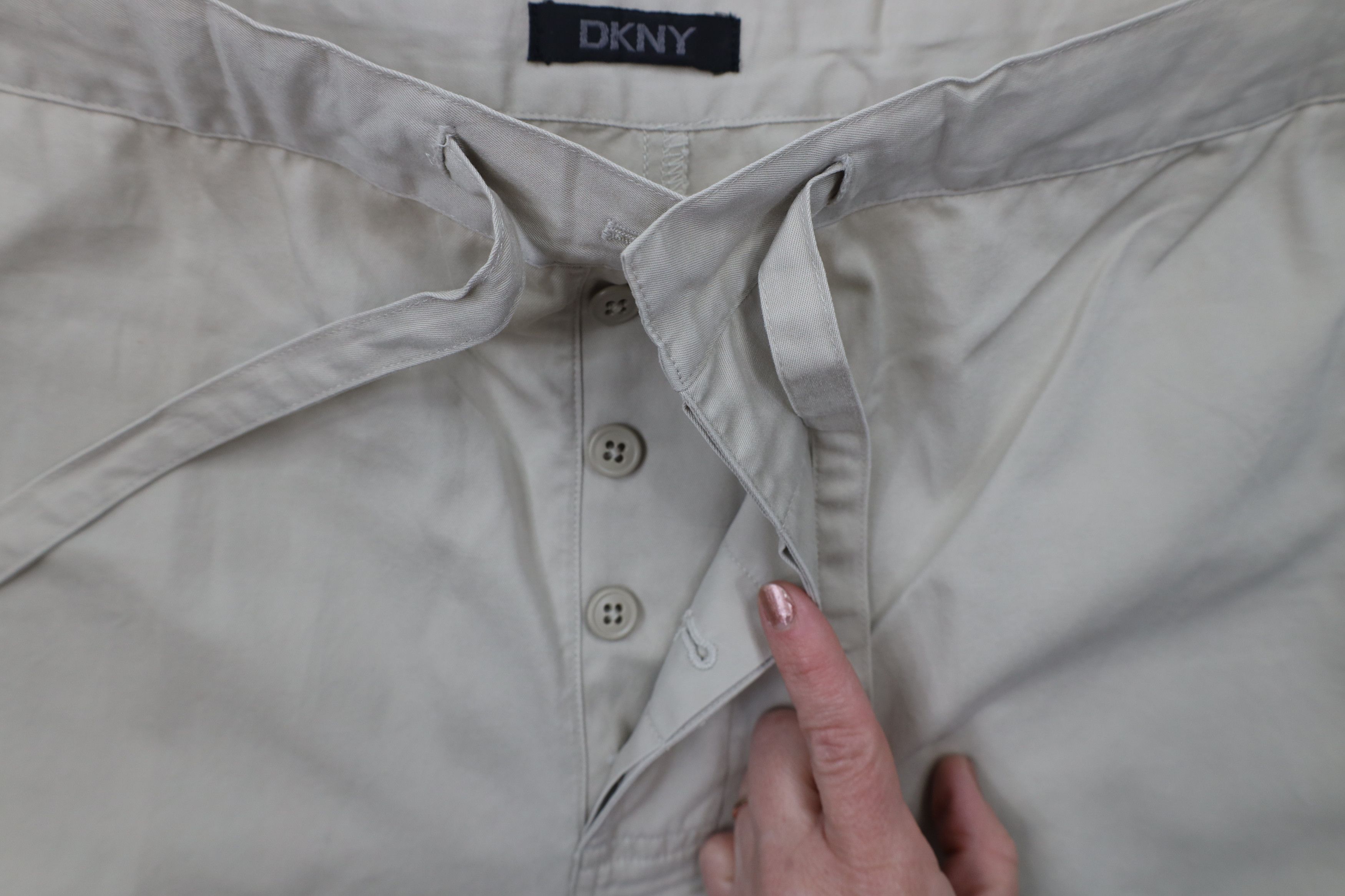DKNY × Vintage Deadstock Vintage 90s Y2K DKNY Button Wide Leg Pants Beige Size US 38 / EU 54 - 8 Thumbnail