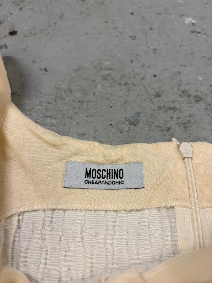 Moschino × Vintage 2000s Moschino Cream Beige Pleats Dress Size M / US 6-8 / IT 42-44 - 6 Thumbnail