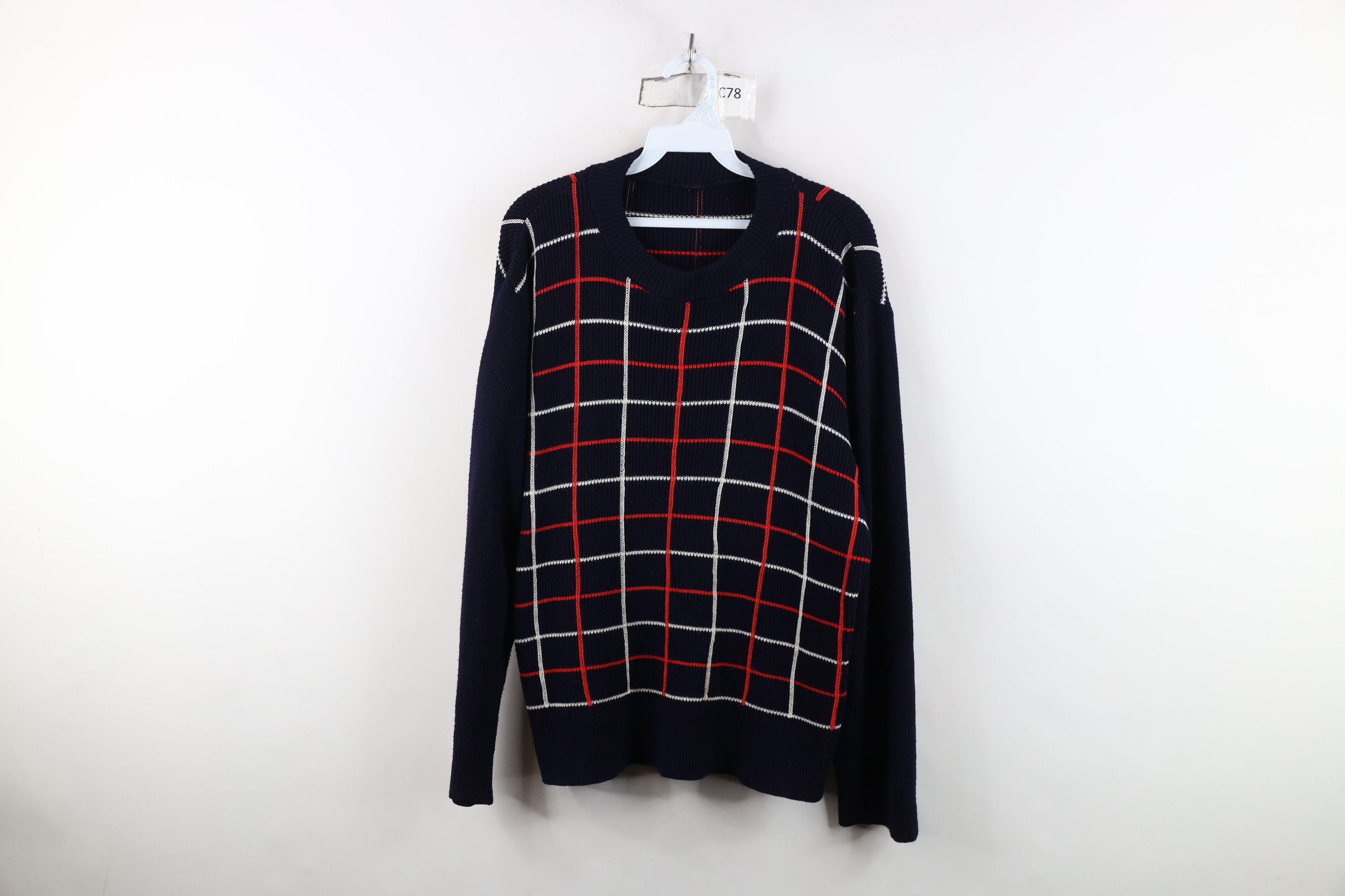 Vintage Vintage 70s Streetwear Ribbed Knit Boxy Fit Sweater Plaid Size US L / EU 52-54 / 3 - 1 Thumbnail