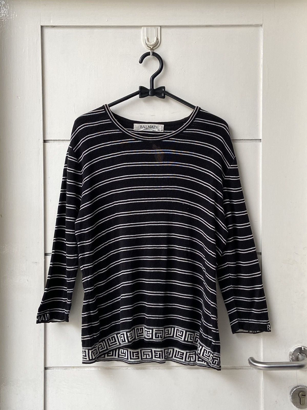 Balmain BALMAIN PARIS Striped Long Sleeve T-shirt Size US S / EU 44-46 / 1 - 1 Thumbnail