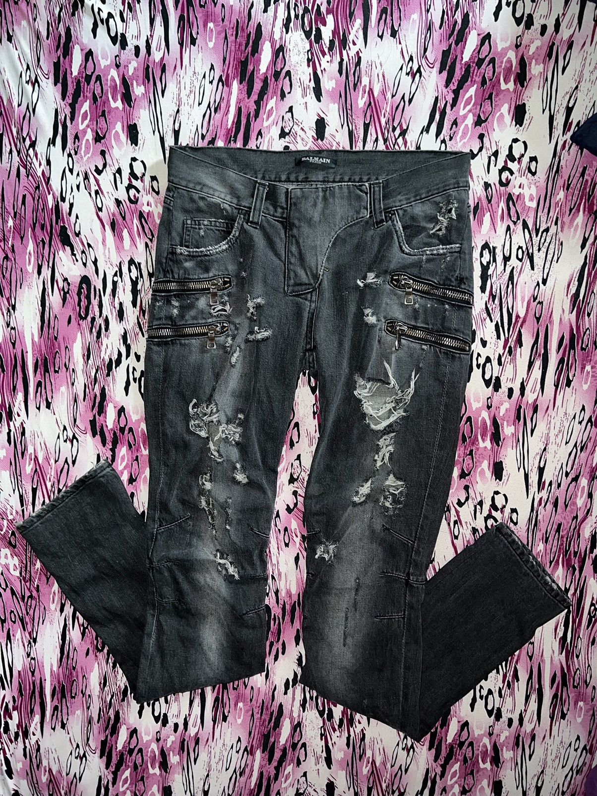 Balmain Rare Balmain by Christophe Decarnin distressed biker denim ➕ Size 26" / US 2 / IT 38 - 8 Thumbnail