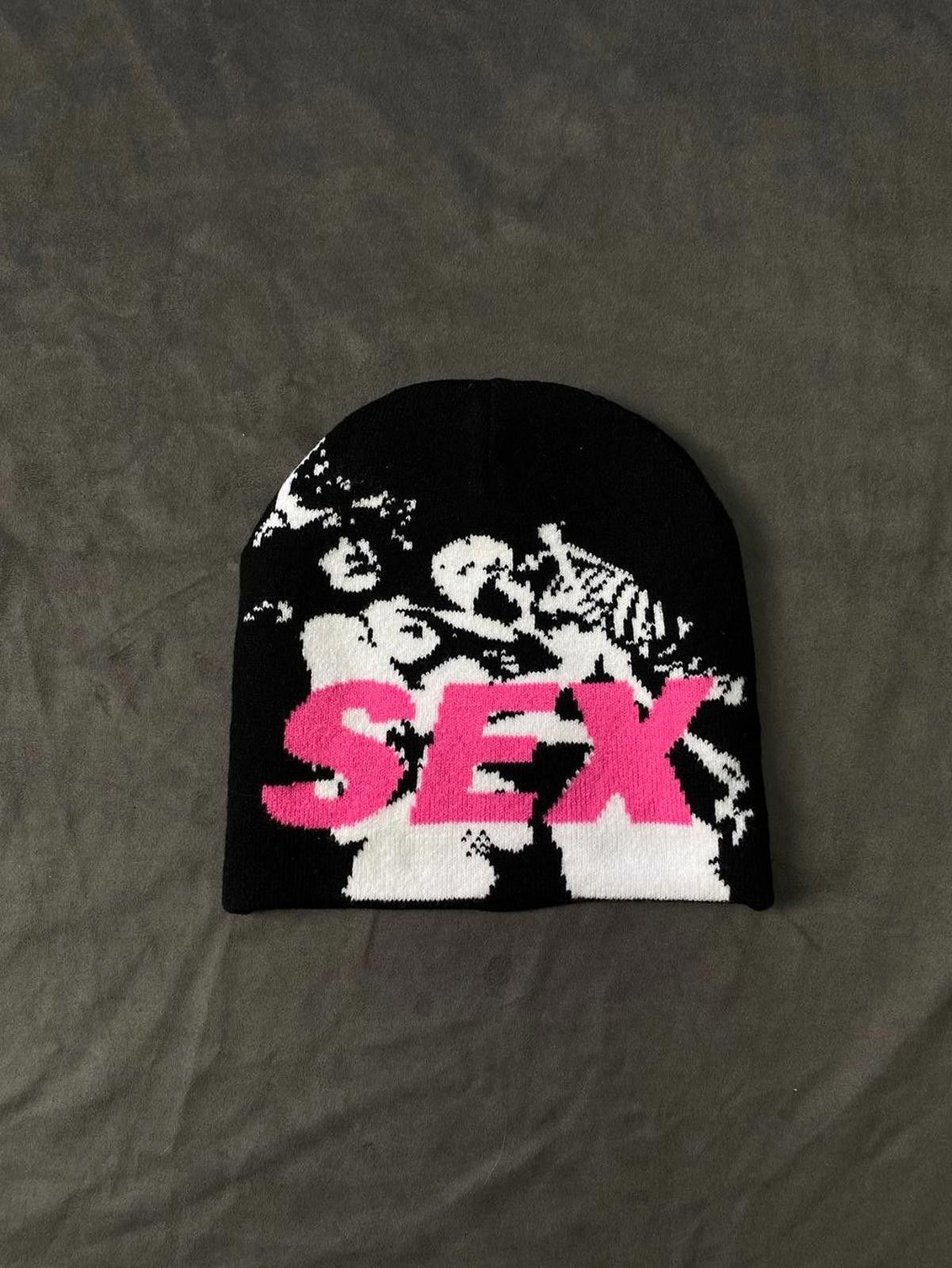 Japanese Brand Rare Sex Graphic Skull No Cuff Knit Beanie Hat Black Size ONE SIZE - 5 Thumbnail