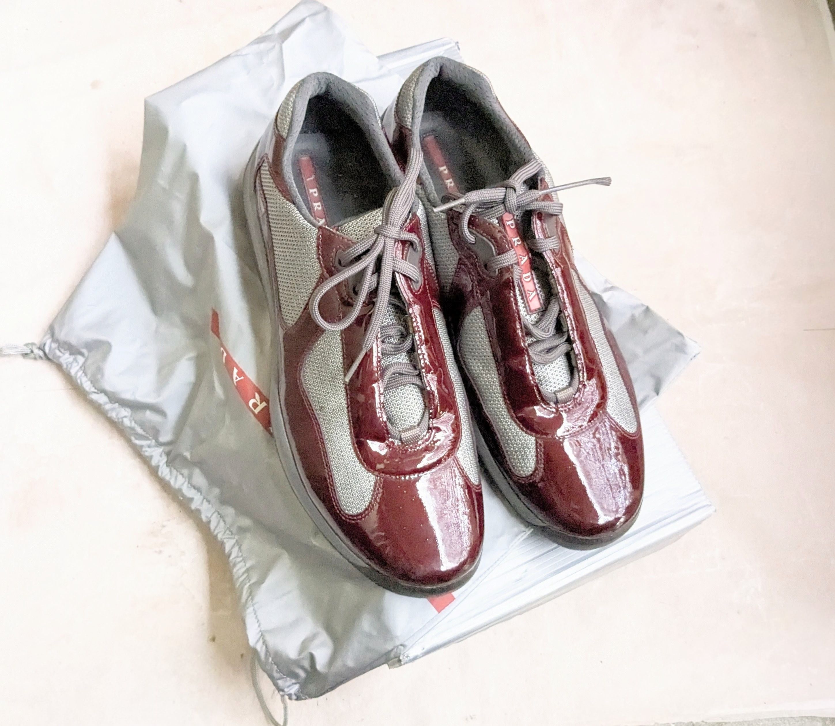Prada Prada America's Cup Burgundy Patent Leather 11 Low Tops Size US 11 / EU 44 - 1 Thumbnail