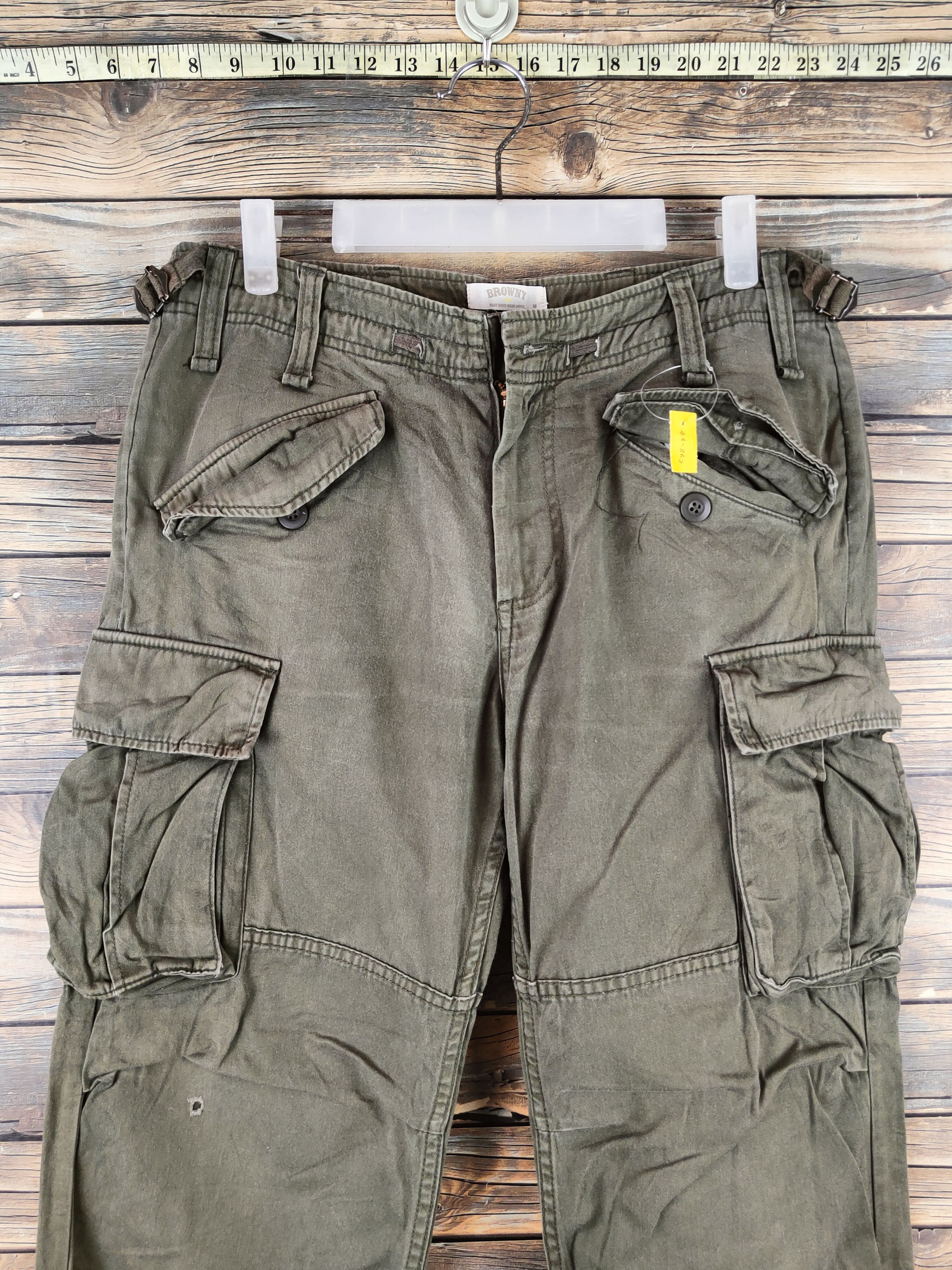 Japanese Brand DL Browny Olive Multipocket Cargo Pants #46-362 Size US 31 - 2 Thumbnail