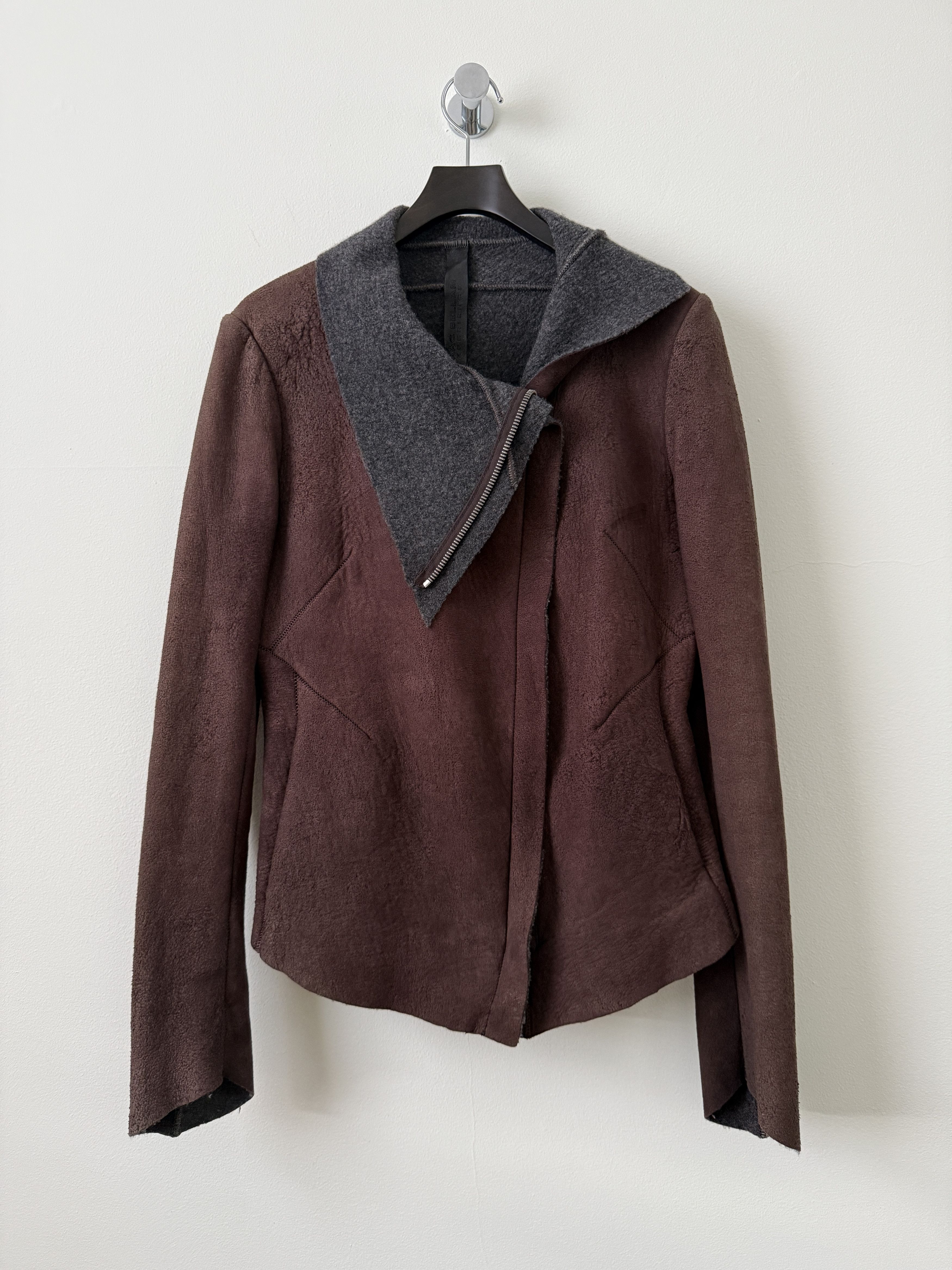 Isaac Sellam Experience Lambskin Leather Asymmetrical Wool Lined Jacket Size M / US 6-8 / IT 42-44 - 1 Thumbnail