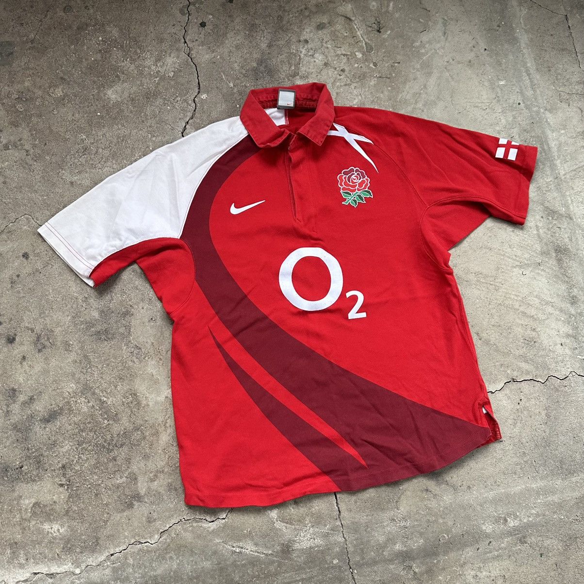 Nike × Vintage Vintage Nike England Rugby O2 Polo Jersey Shirt Size US M / EU 48-50 / 2 - 2 Thumbnail