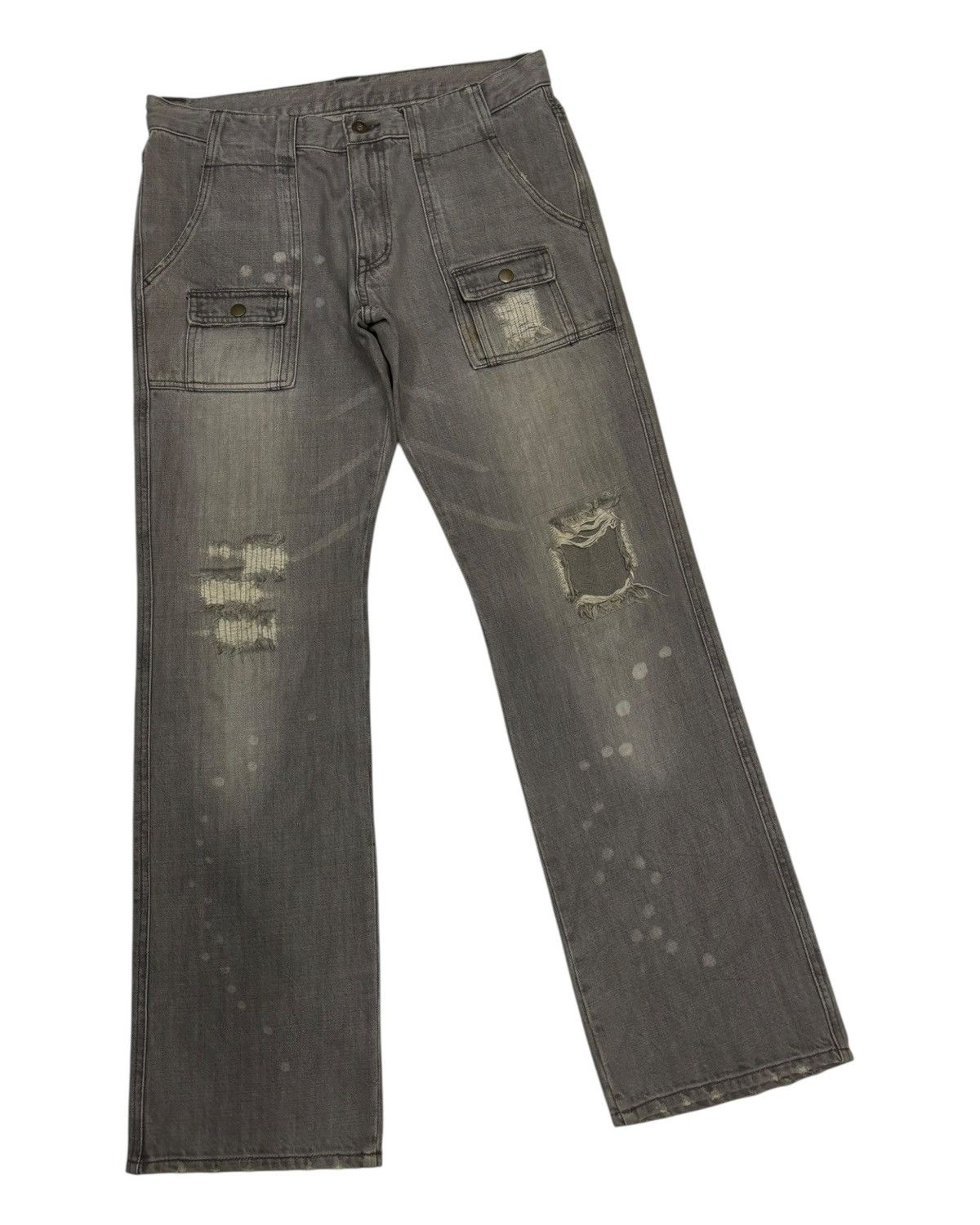 Boycott Rare Japanese Boycott Patchwork Loose Mud Wash Denim Jeans Size US 33 - 7 Thumbnail