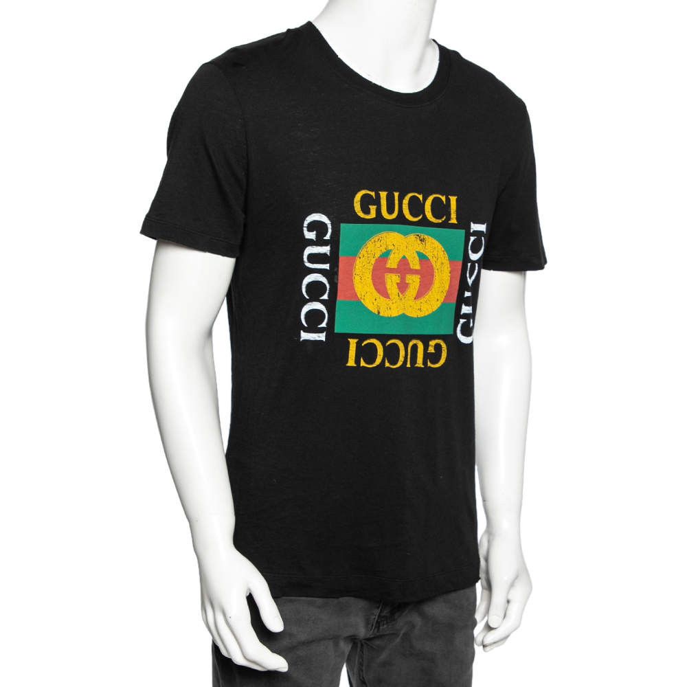 Gucci Gucci Vintage GG Logo Black Short Sleeve T-Shirt Size US XL / EU 56 / 4 - 2 Thumbnail