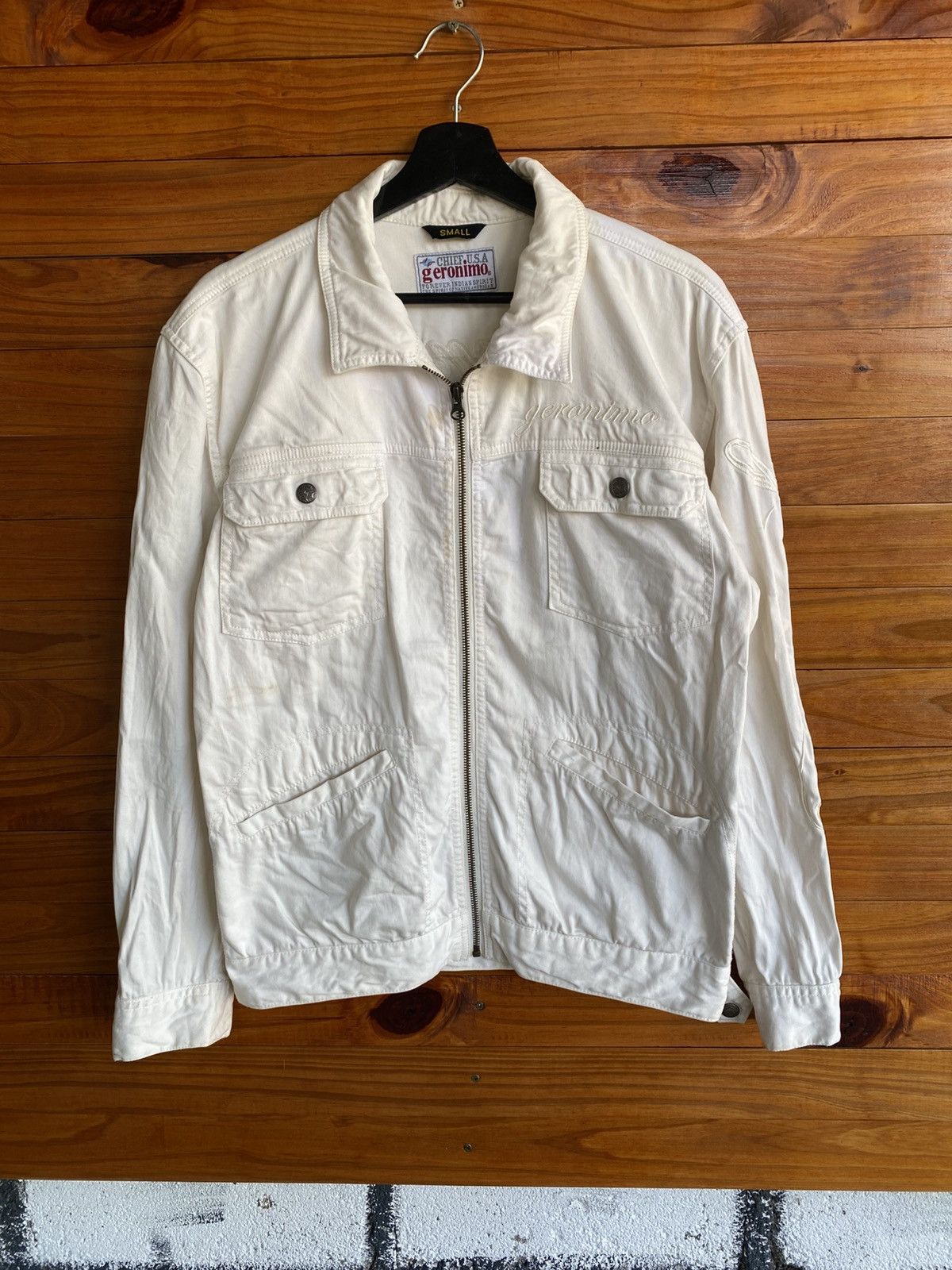 Japanese Brand Vintage Geronimo Chief U.S.A. White Embroidered Jacket Nativ Size US S / EU 44-46 / 1 - 3 Thumbnail
