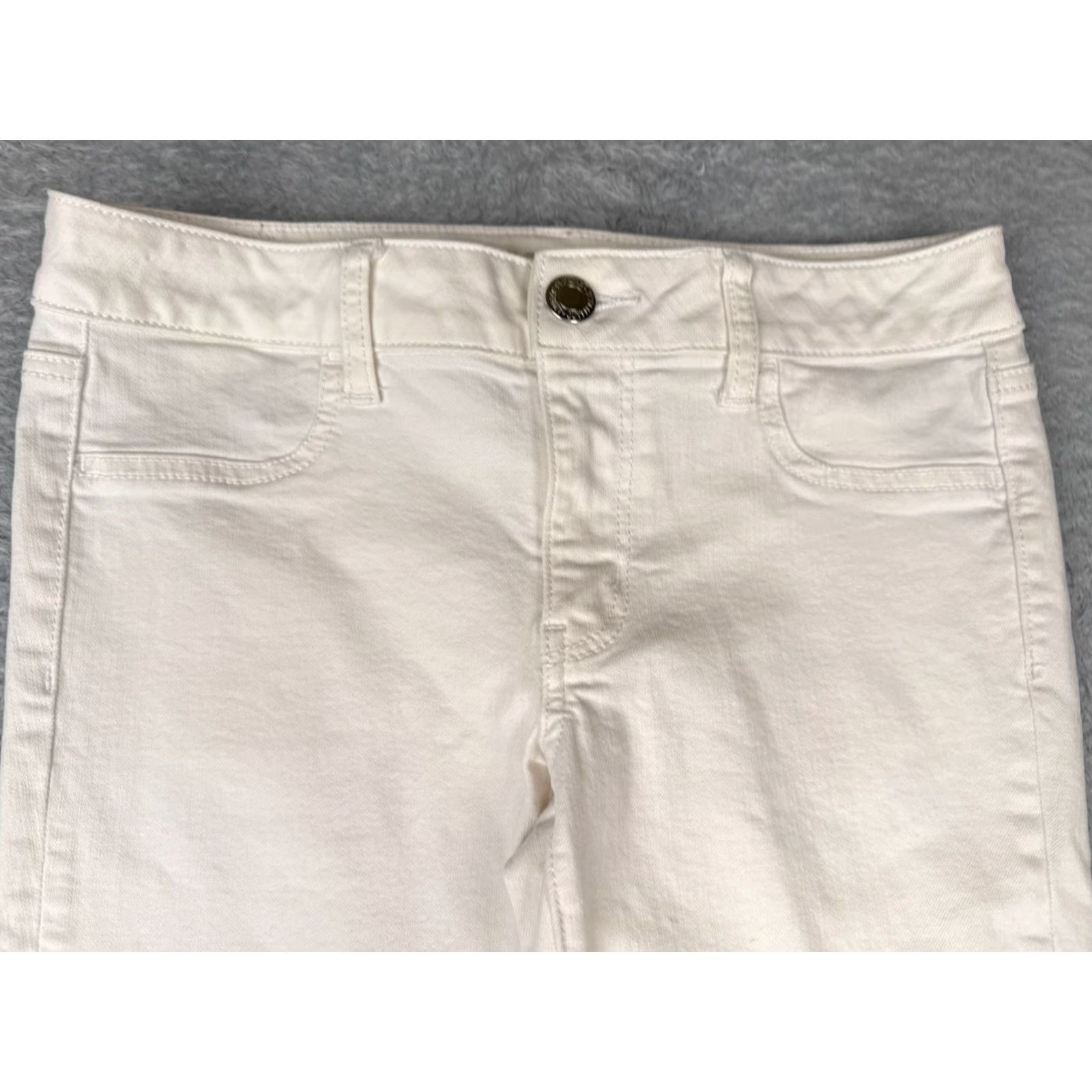 American Eagle Outfitters VINTAGE American Eagle Outfitters Jeans Women 4 White Tapered Leg Super Stretch X Cotton Blnd 28x27 Size 27" / US 4 / IT 40 - 4 Thumbnail