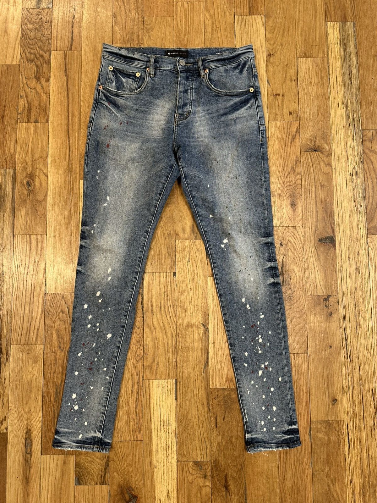 Purple Brand Purple Brand Paint Splatter Blue Denim Jeans Size 29 Size US 29 - 1 Thumbnail