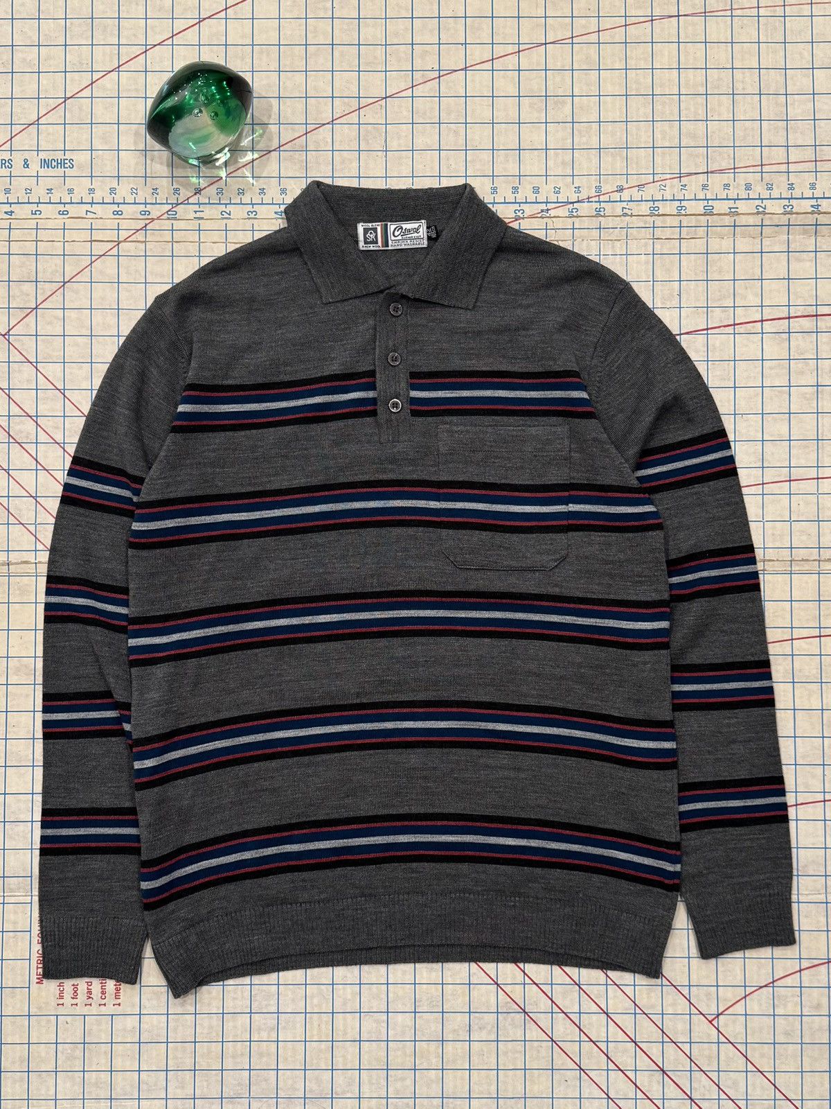 Vintage Vintage Oswal Sudhir Knit Wool Blend Polo Shirt L/S Medium Size US M / EU 48-50 / 2 - 1 Thumbnail