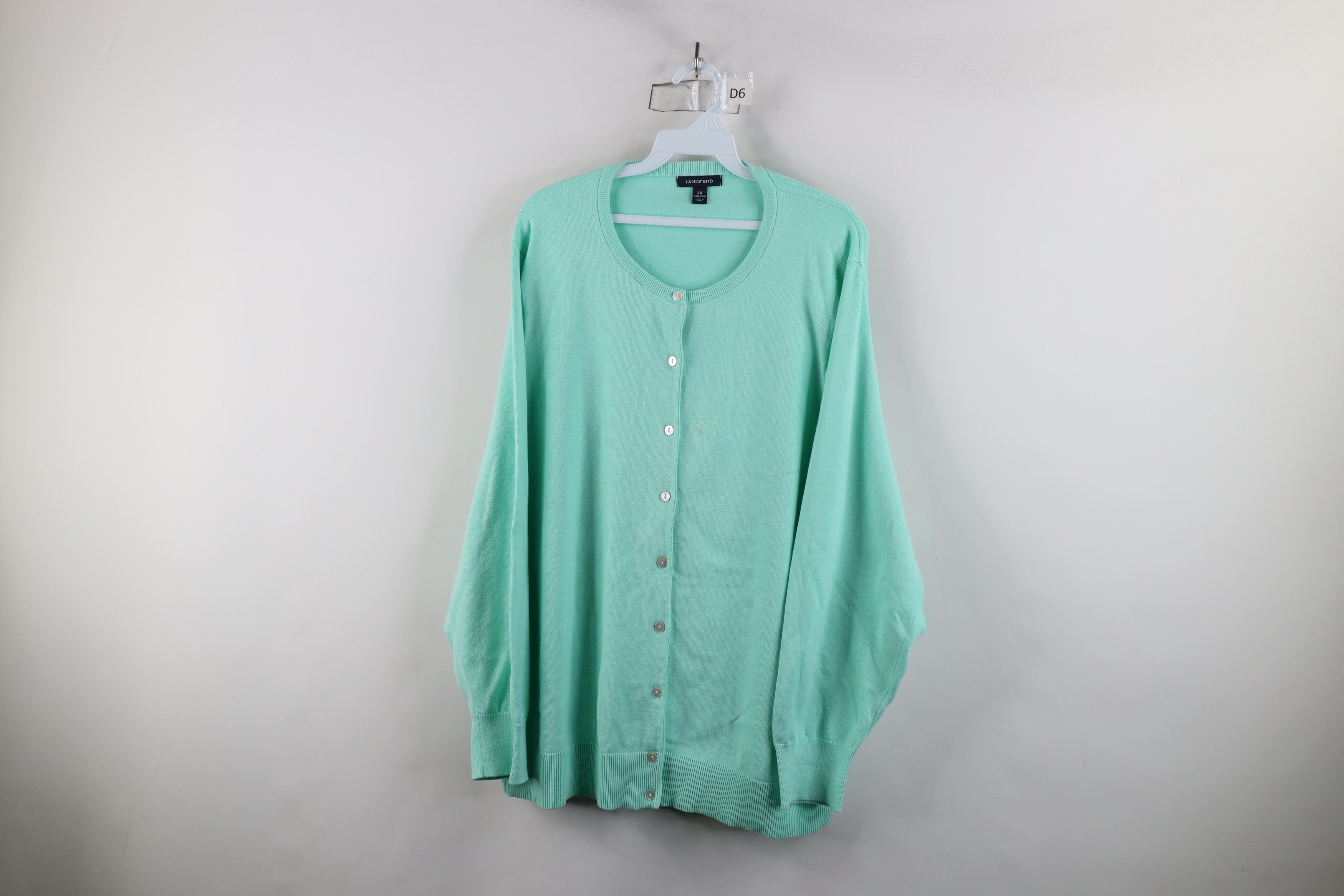 Lands' End × Vintage Vintage Lands End Cotton Knit Cardigan Sweater Mint Green Size 3XL / US 20-22 - 1 Thumbnail