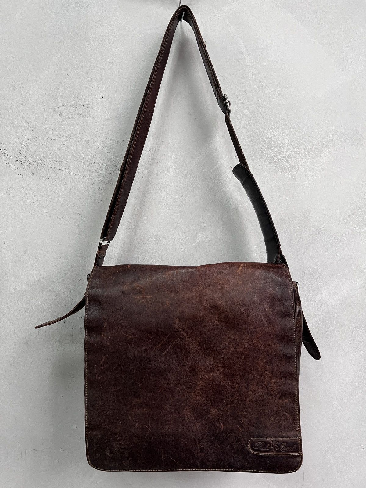 Leather messenger diesel bag brown leather crossbody y2k