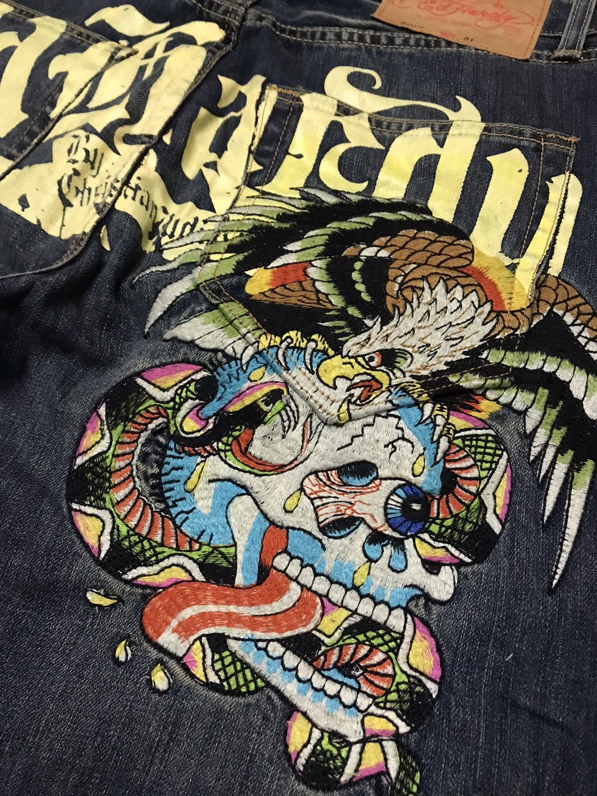 Ed Hardy BEST OFFER🔥Y2K Ed Hardy Eagle Snake Skull Embroidery Jeans Size US 31 - 12 Thumbnail