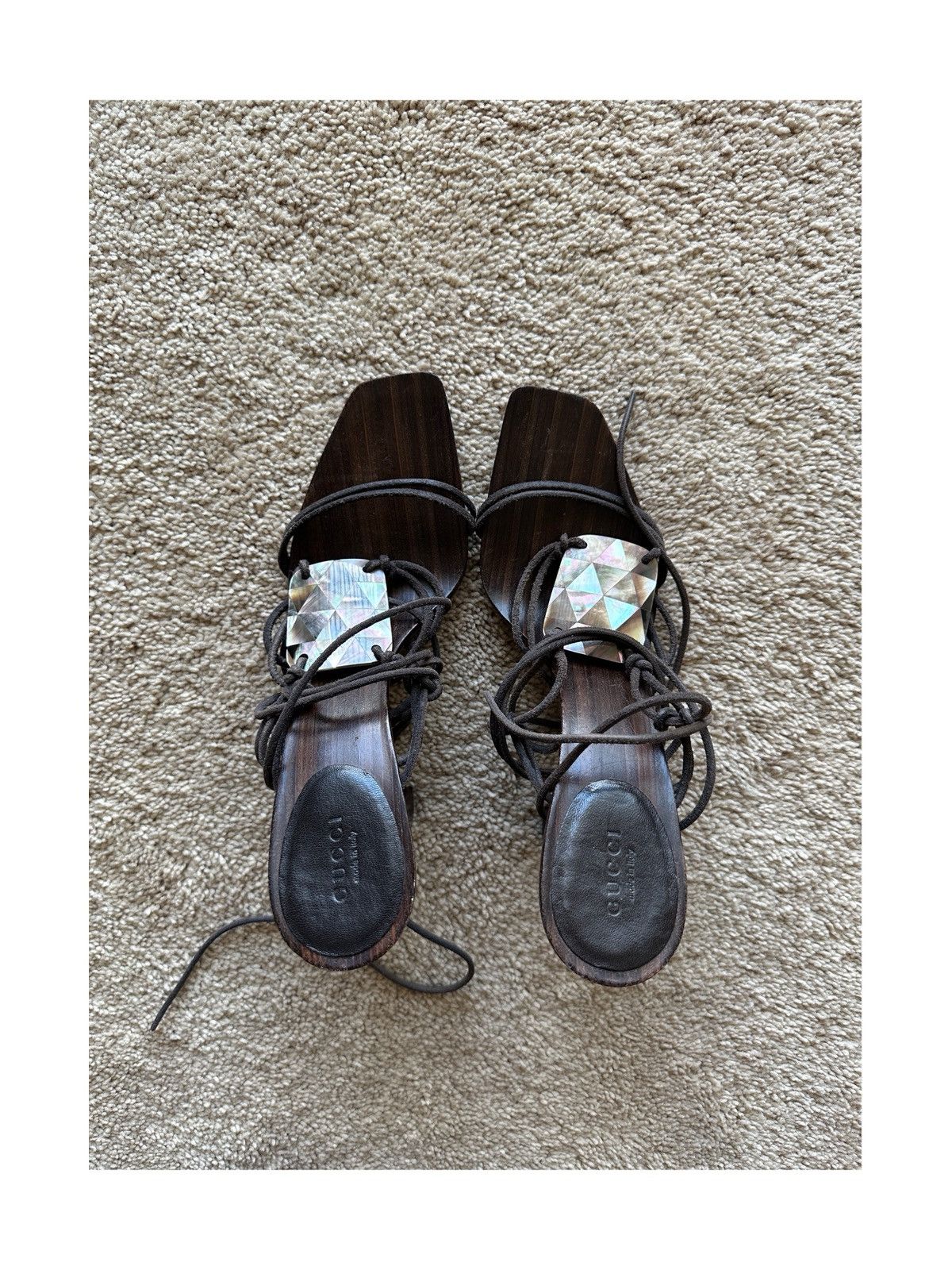 Gucci Gucci 2002 Mother of Pearl Sandals Size US 10 / IT 40 - 1 Thumbnail