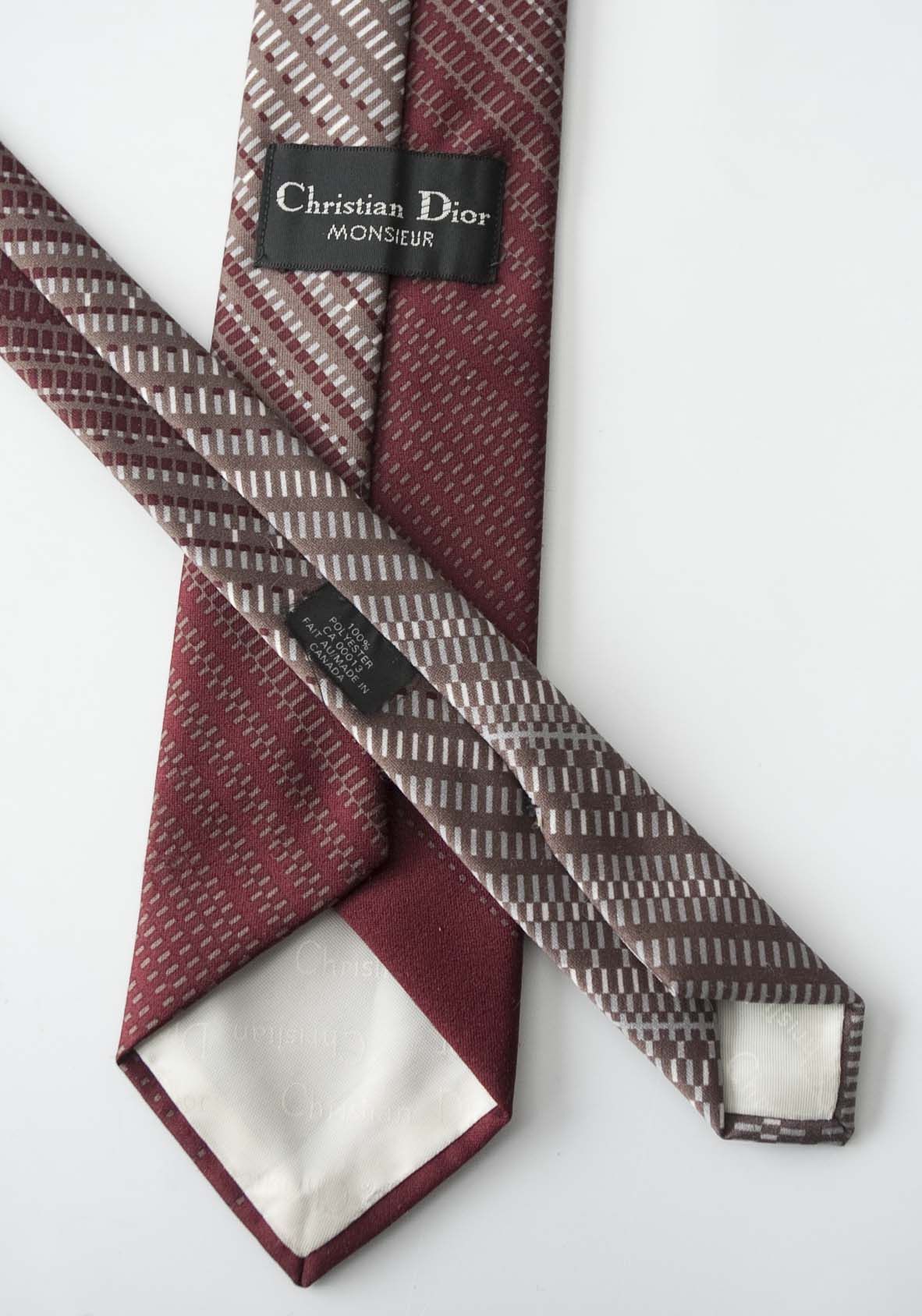 Christian Dior Monsieur × Vintage Christian Dior Monsieur Tie Vintage Polyester Burgundy Size ONE SIZE - 2 Thumbnail