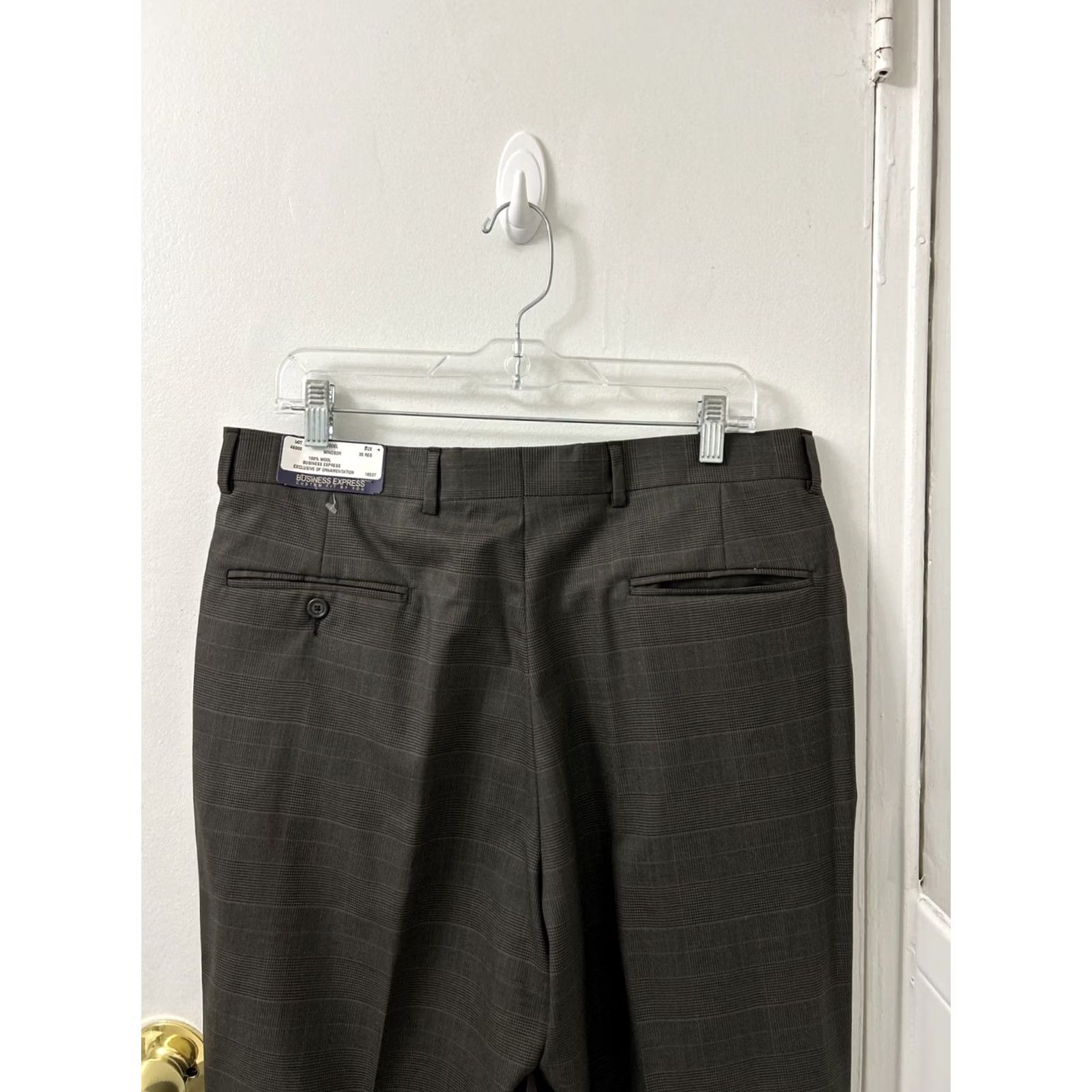 Jos. A. Bank VINTAGE? No; Jos A Bank Windsor Pants 35x37 Wool Pleated Dress Pants Gray 100% Wool YKK Buttons Mens Regular Straight Inseam Unhemmed Navy? Size US 35 - 7 Thumbnail
